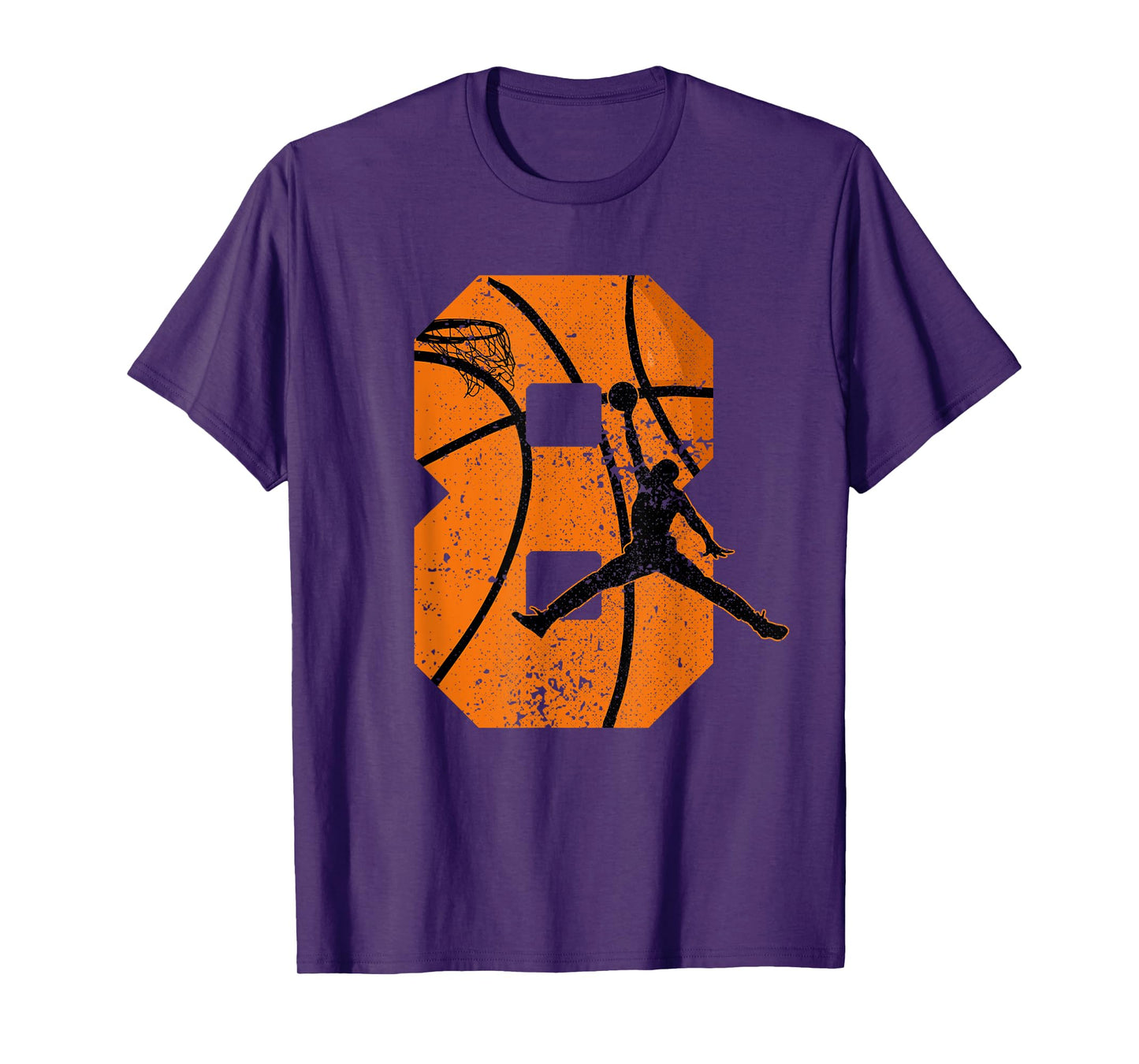 8th Birthday Basketball 7 yr Bday Party 8yr Eight Years Old T-Shirt