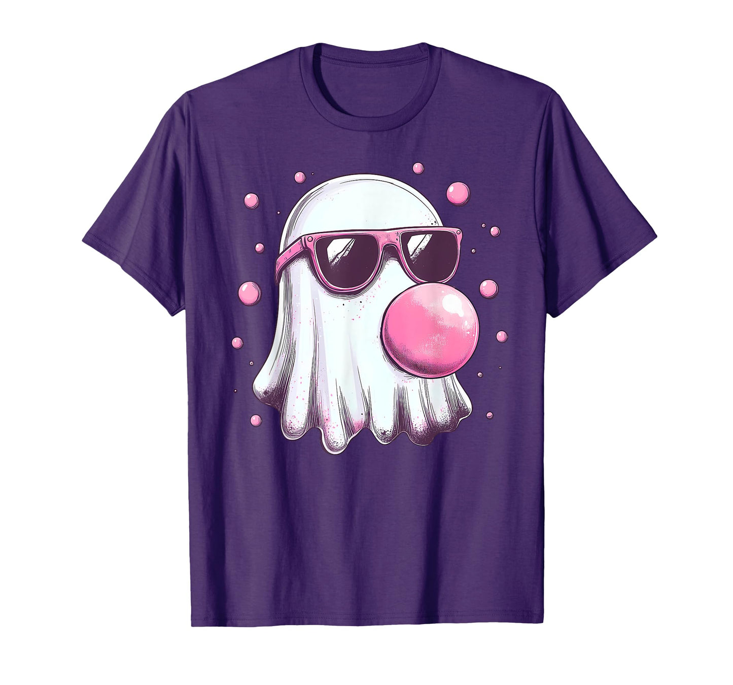 Cute Pink Ghost Bubble Gum Halloween Costume Women Kids T-Shirt