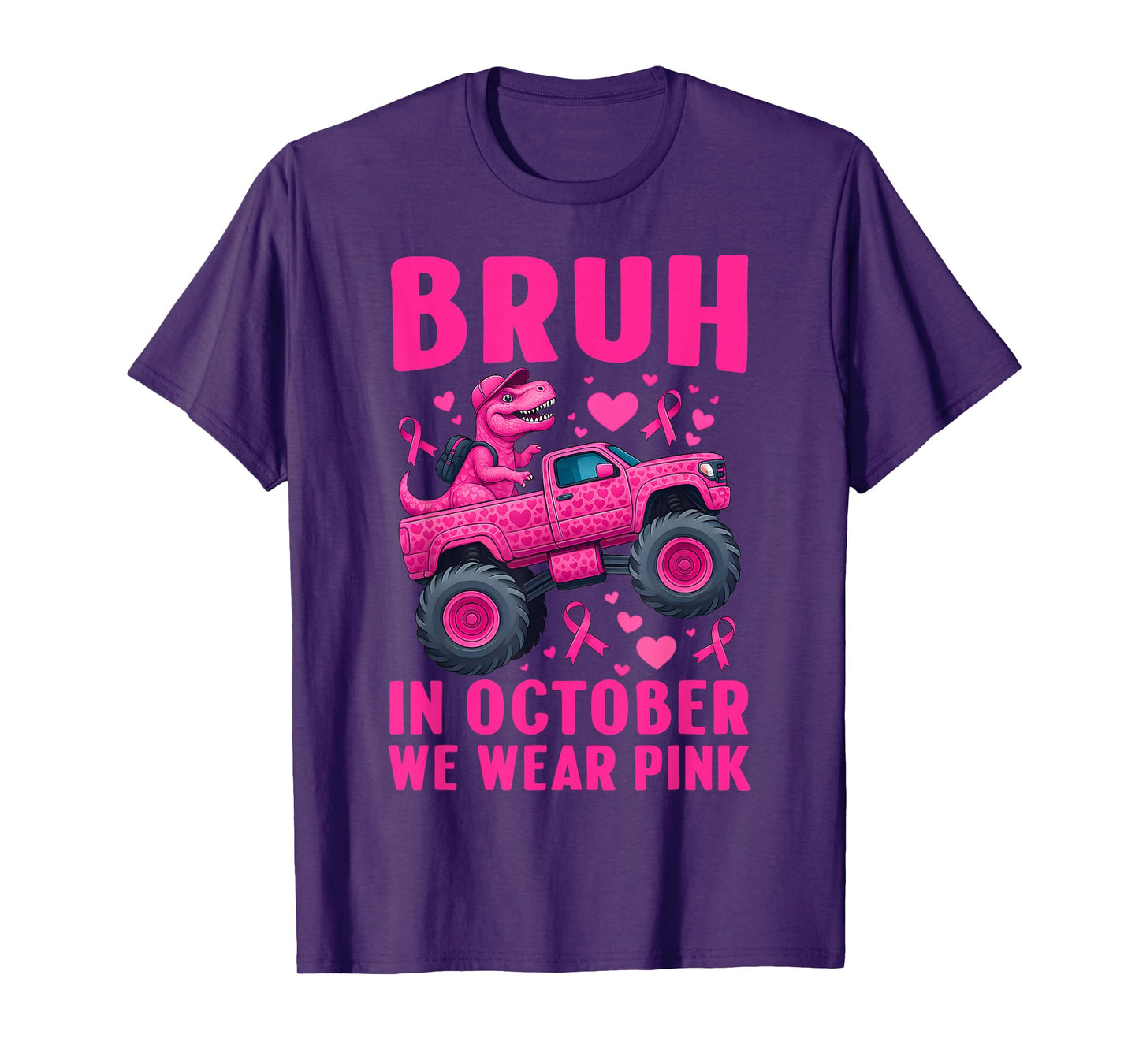 Bruh in October We Wear Pink Breast Cancer Kids Teen Girls T-Shirt