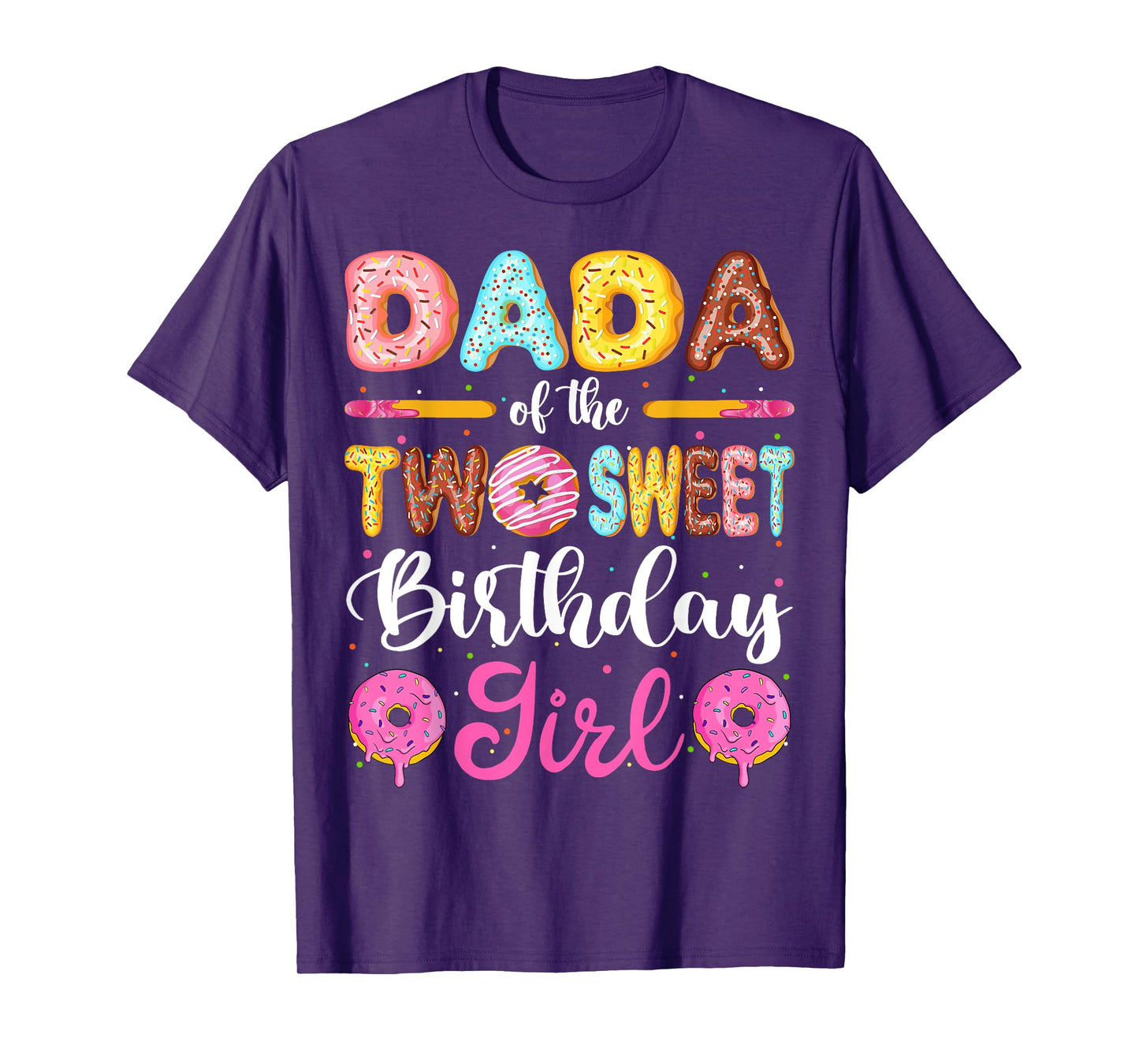 Dada Of The Two Sweet Birthday Girl Donut 2nd Birthday T-Shirt