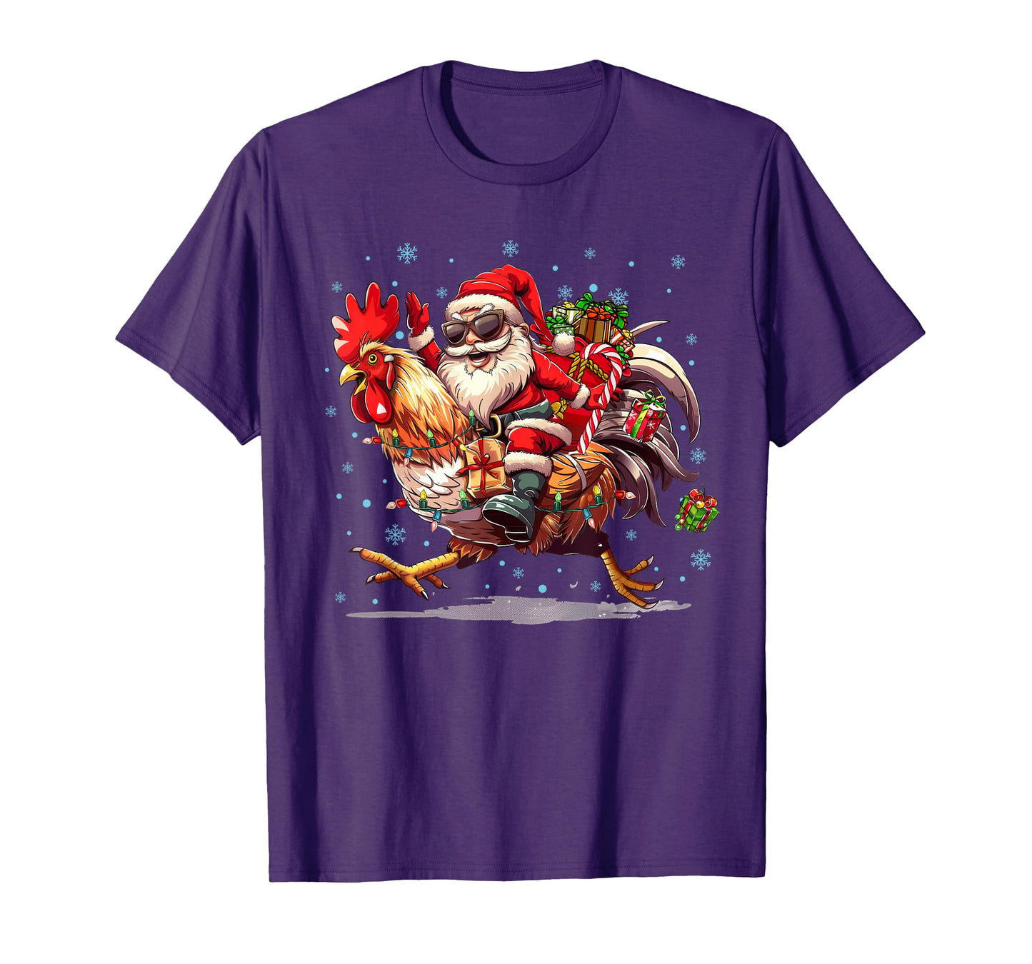 Chicken Lover Xmas Funny Santa Riding Chicken Christmas T-Shirt