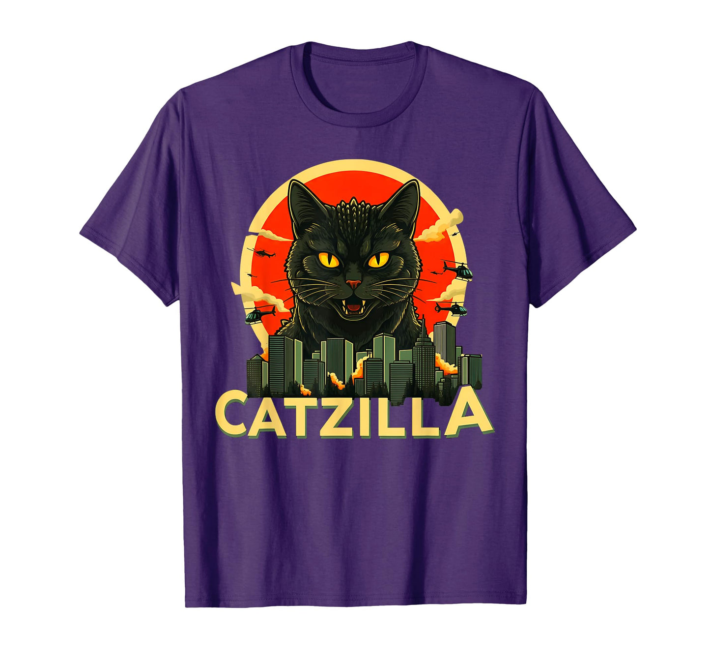 Catzilla Cat Japanese Art Funny Cat Gifts For Men Women Kid T-Shirt