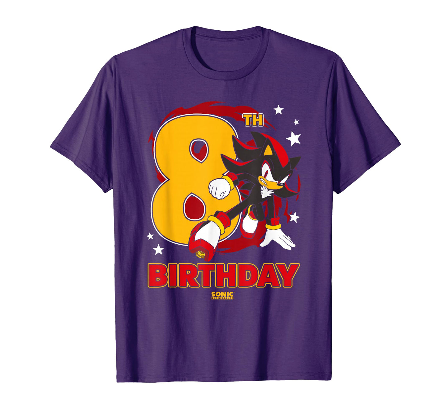 Sonic The Hedgehog Epic Shadow 8th Birthday Big Chest Logo T-Shirt