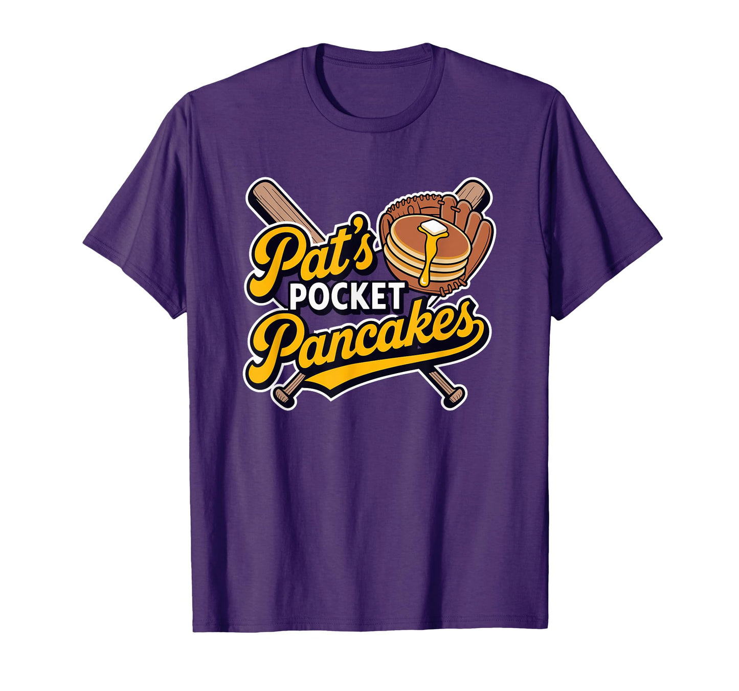 Pat's Pocket Pancakes Baseball Glove Stack Syrup T-Shirt