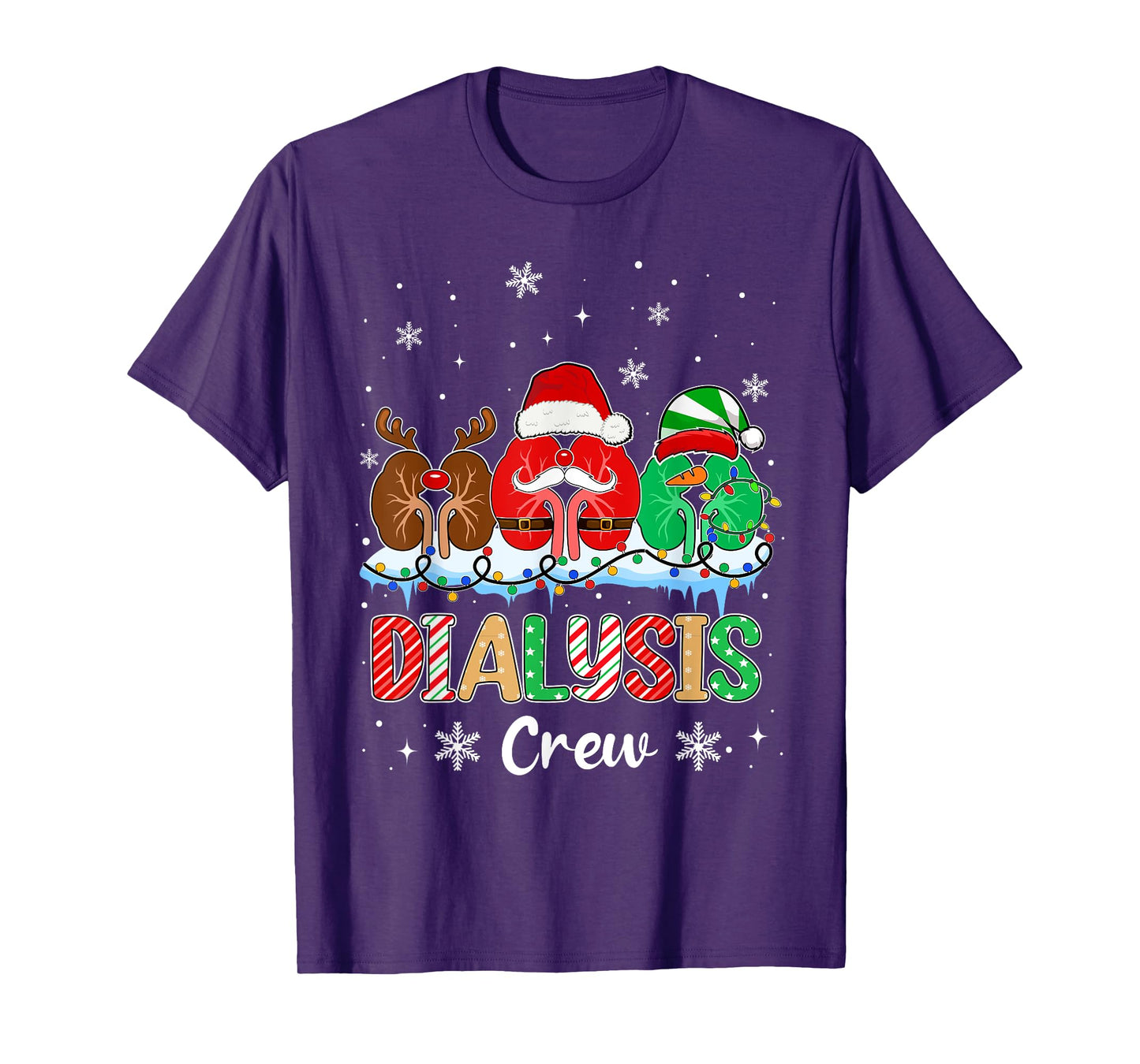 Dialysis Crew Christmas Lights Dialysis Nurse Xmas T-Shirt