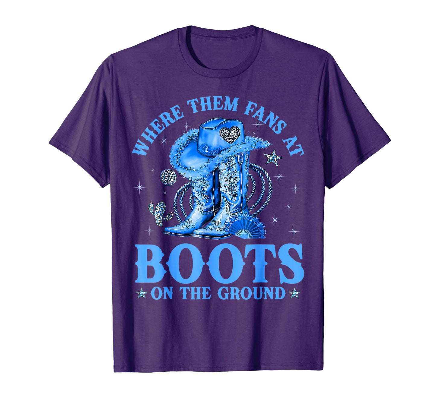 Where Them Fans at Boots On The Ground Black Western Cowgirl T-Shirt
