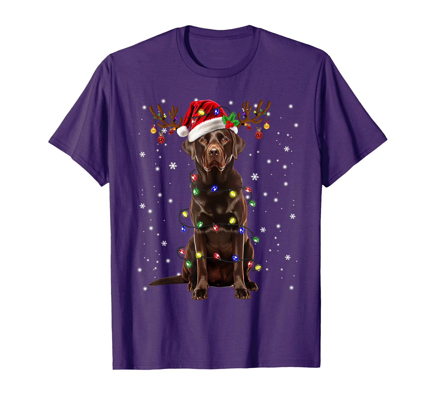 Chocolate Lab Labrador Christmas Tree Light Pajama Dog Xmas T-Shirt