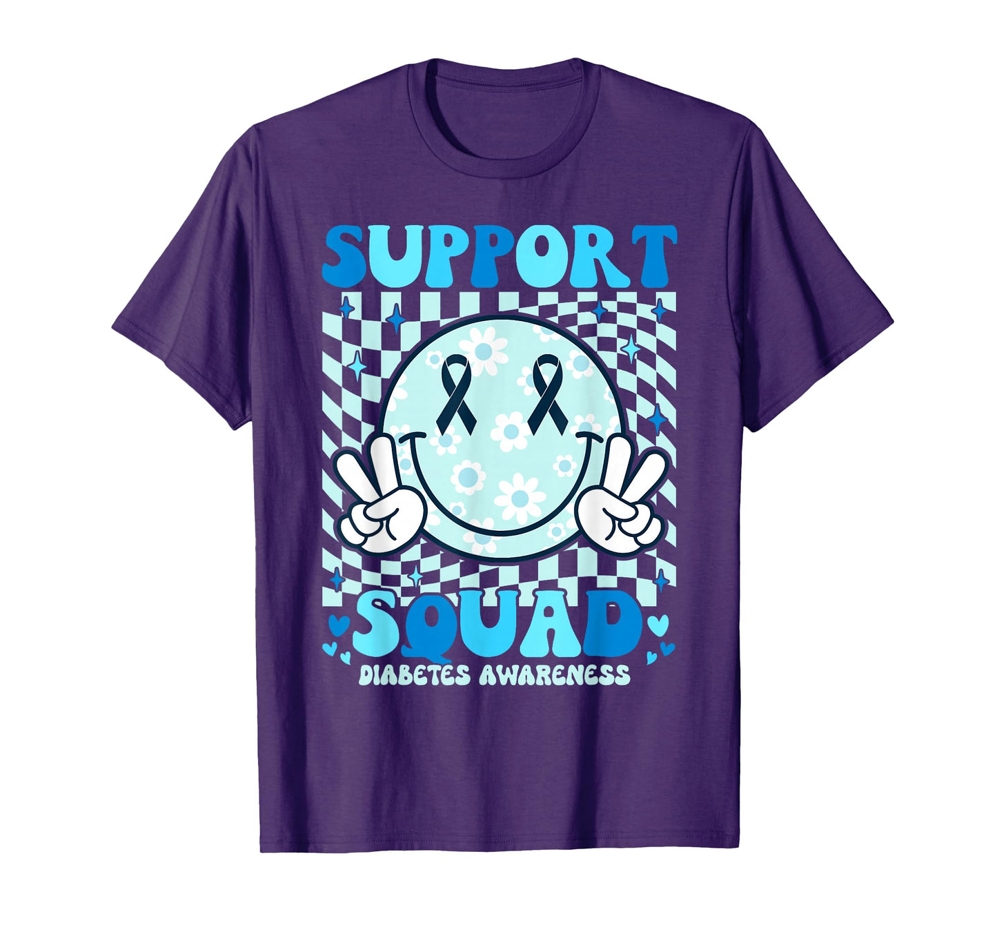 Support Squad Diabetes Awareness Shirt Blue Smile T1D Type 1 T-Shirt
