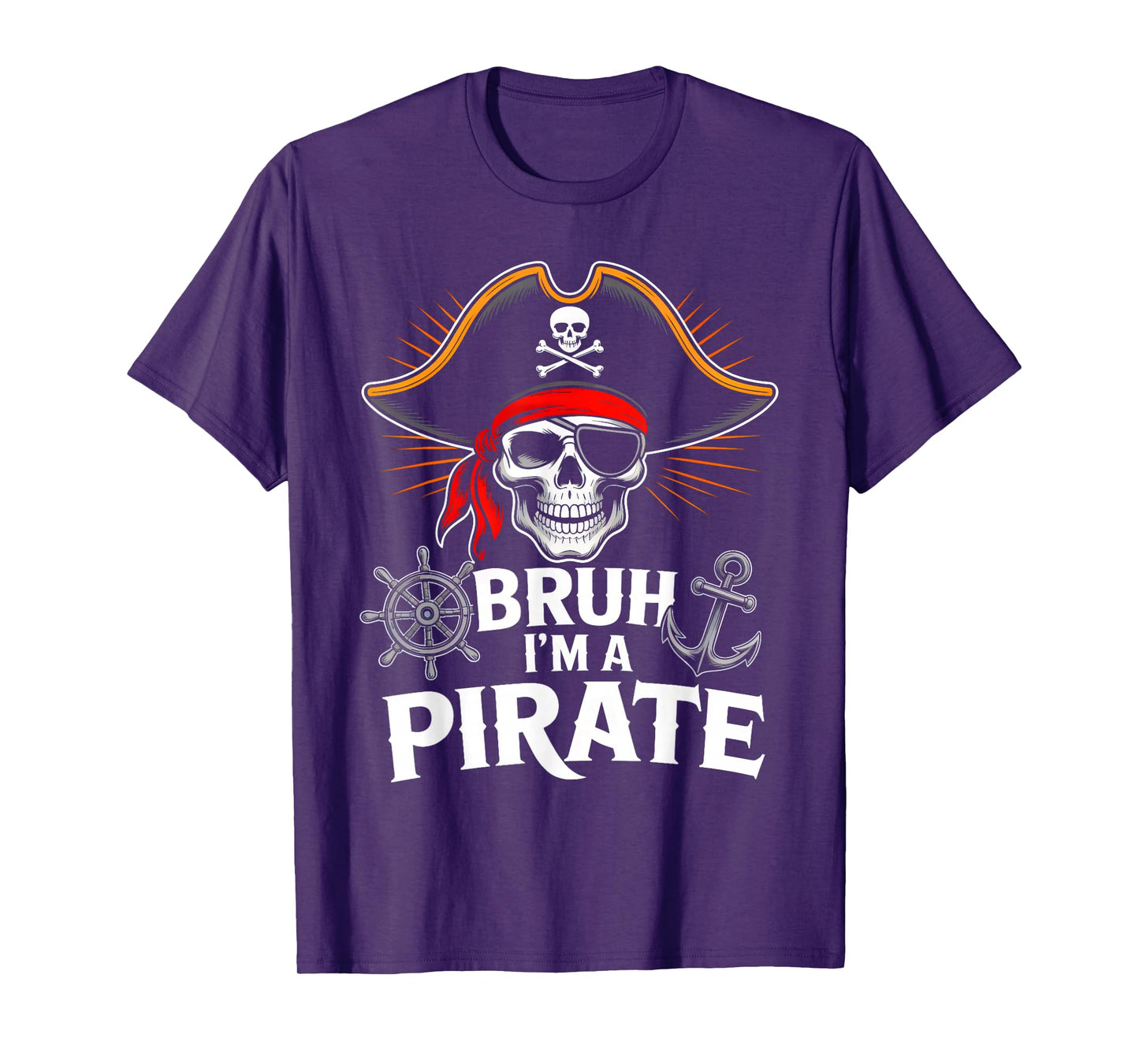 Bruh I'm a Pirate Skull Bandana Halloween Costume Boys Kids T-Shirt