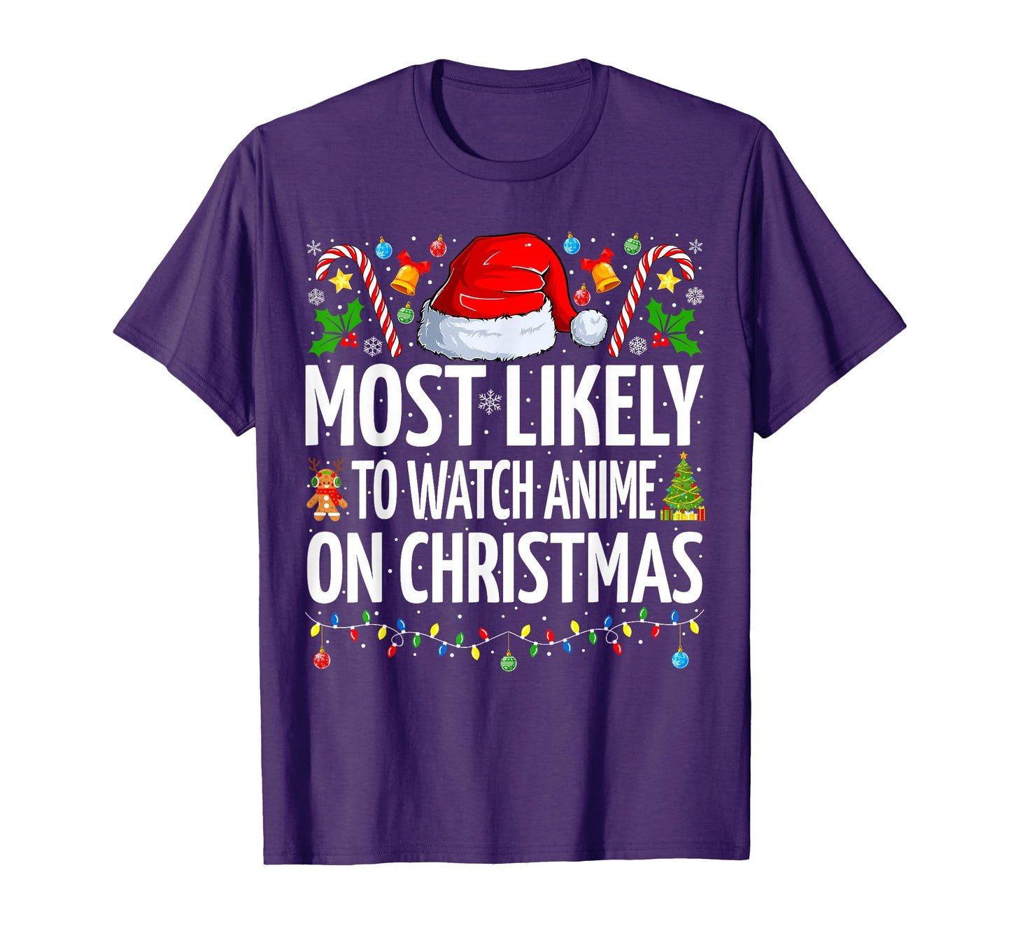 Most Likely To Watch Anime On Christmas Cool Anime Christmas T-Shirt