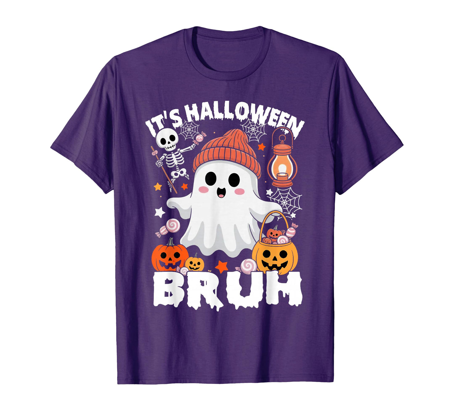 Its Halloween Bruh Boo Ghost Pumpkin Costume Boys Girls Kids T-Shirt