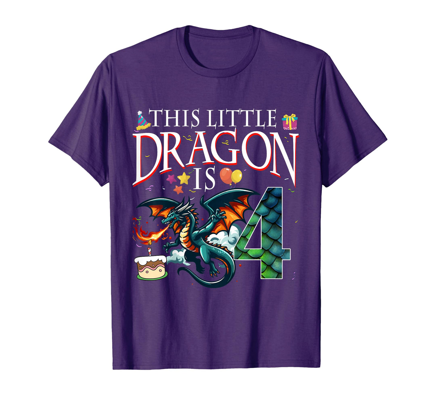 Turning 4 Years Old Birthday Boy Dragon 4th Bday Girl T-Shirt
