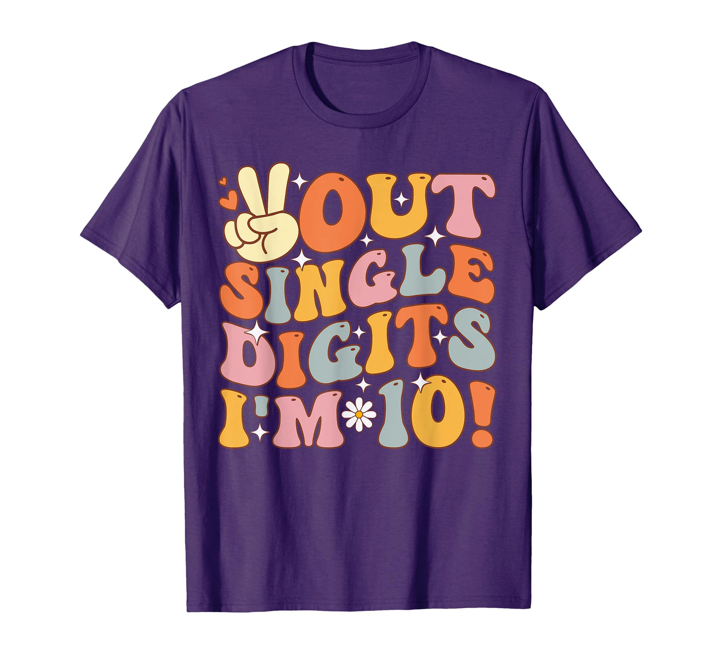 Peace Out Single Digits Retro Groovy 10th Birthday Kids Girl T-Shirt