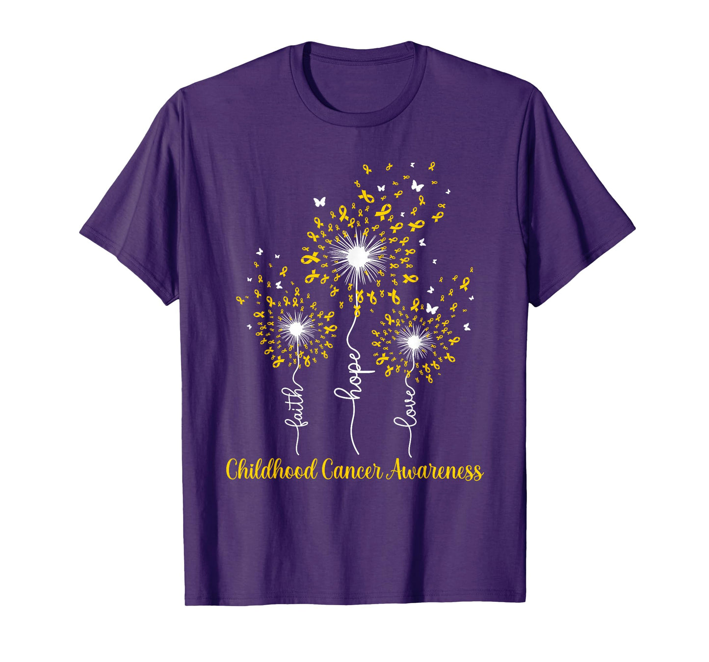 Dandelion Faith Hope Love Childhood Cancer Awareness T-Shirt