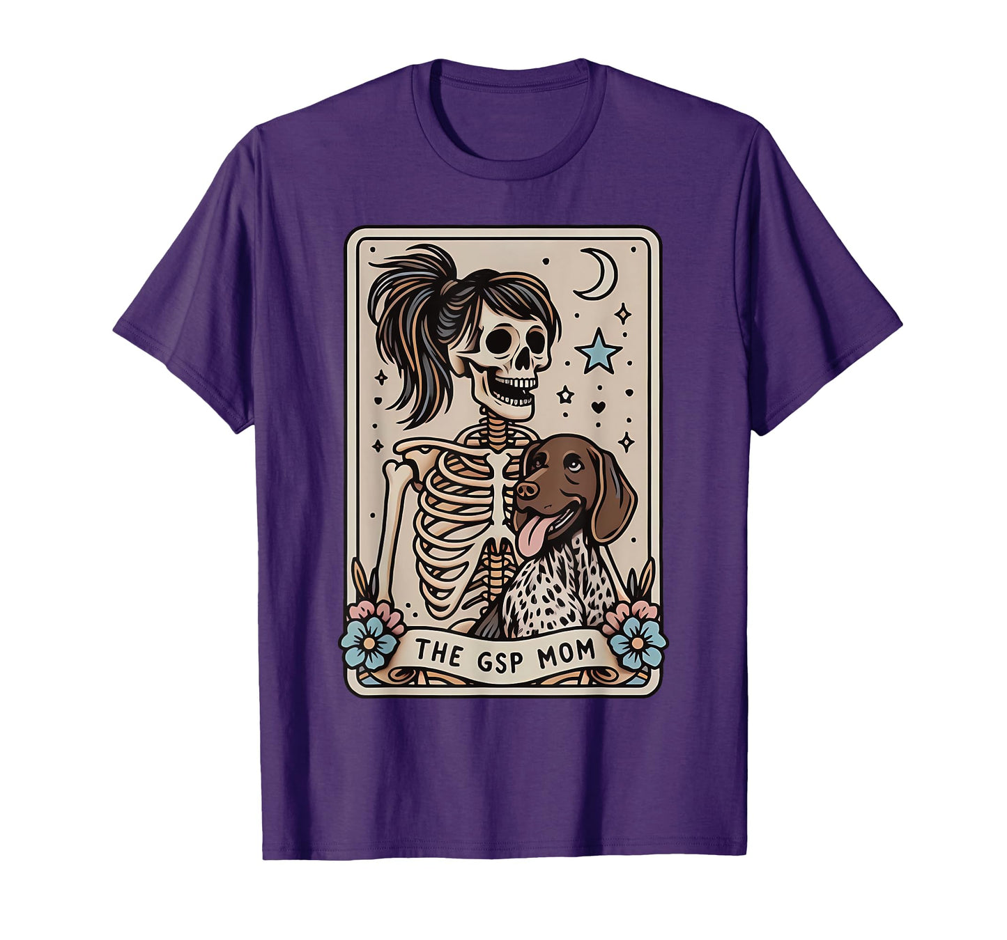 GSP Mom German Shorthaired Pointer Mom Tarot Card Skeleton T-Shirt