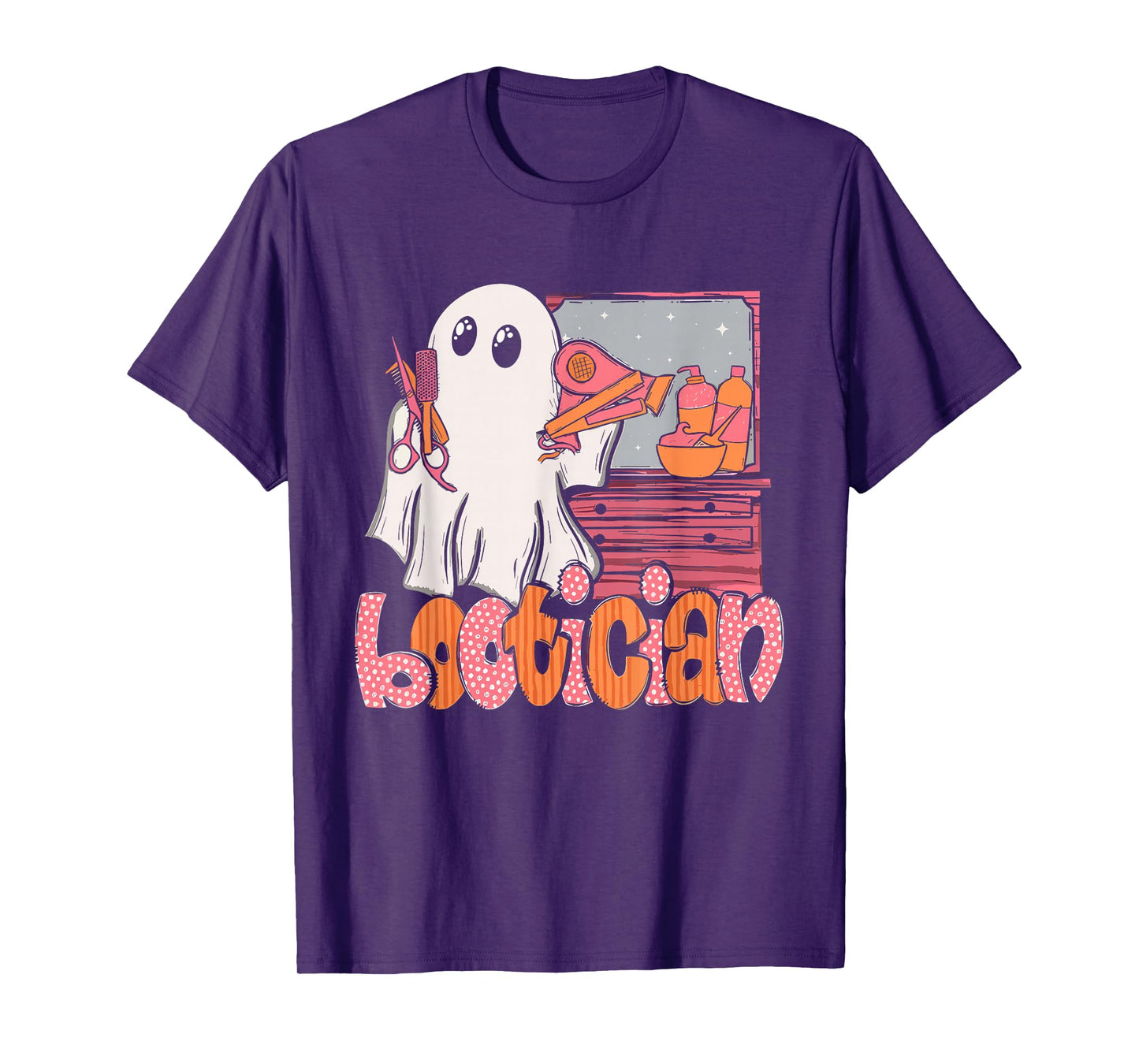 Bootician Funny Beautician Halloween Ghost Hair Stylist T-Shirt