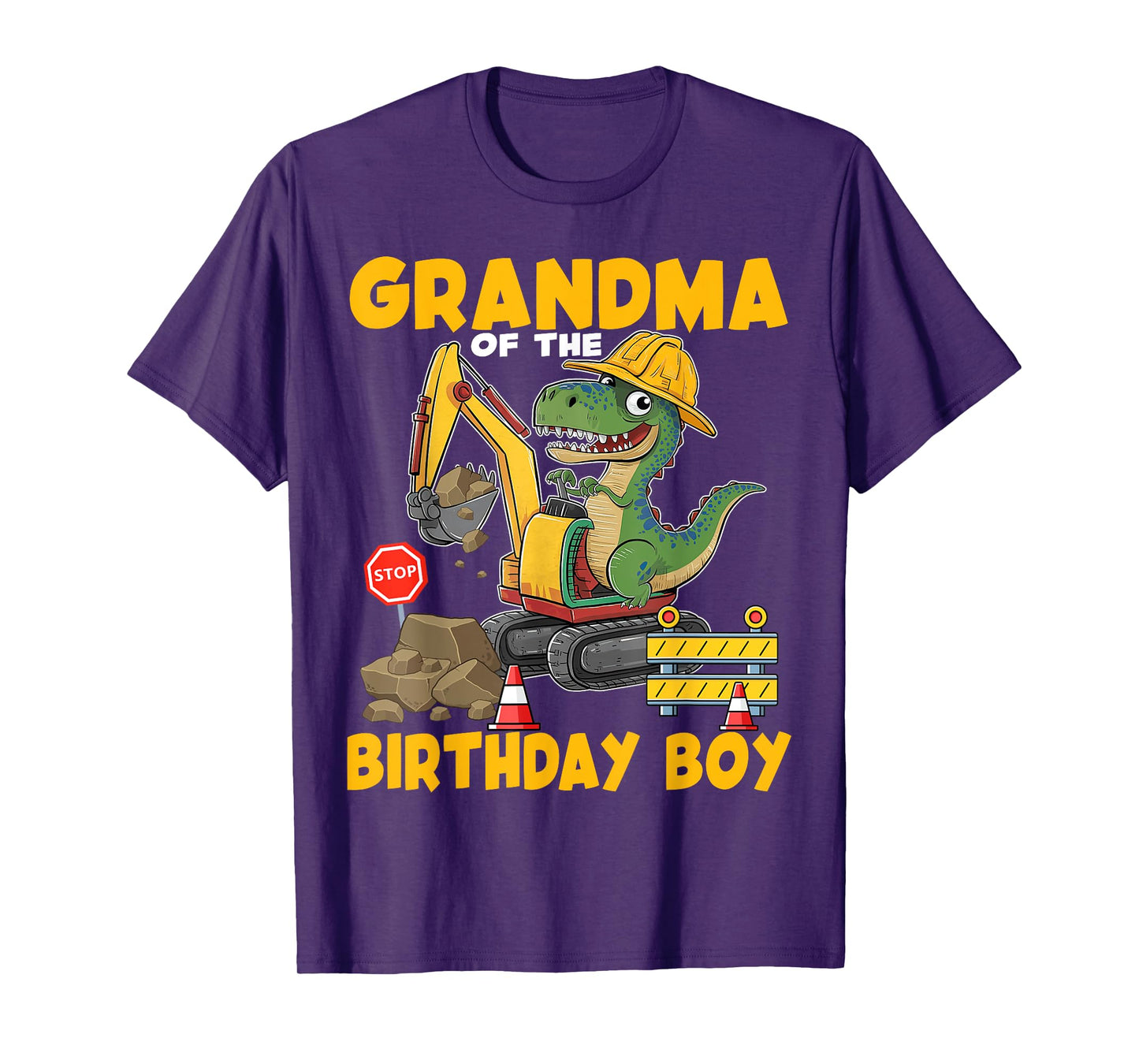 Grandma Of The Birthday Boy Construction Excavator Family T-Shirt