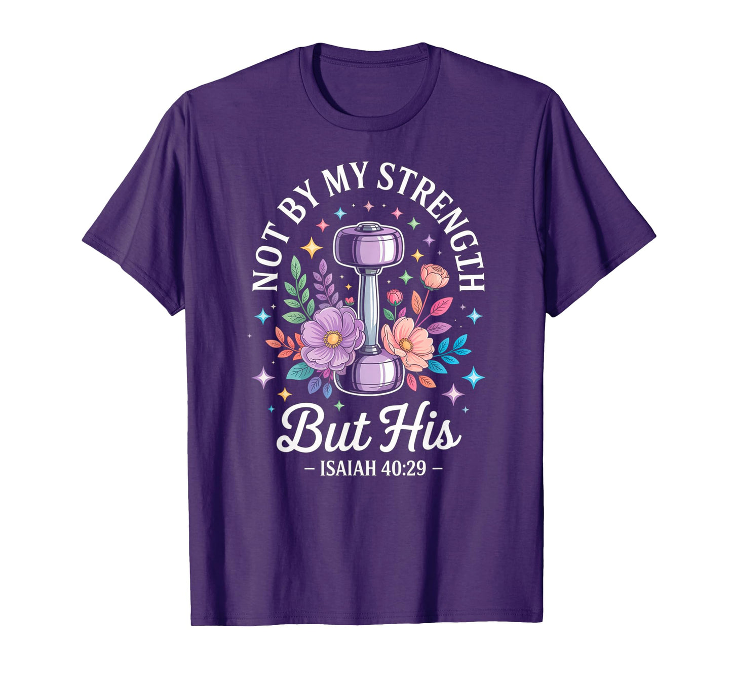 Christians Jesus Cross God Not by My Strength but his Floral T-Shirt