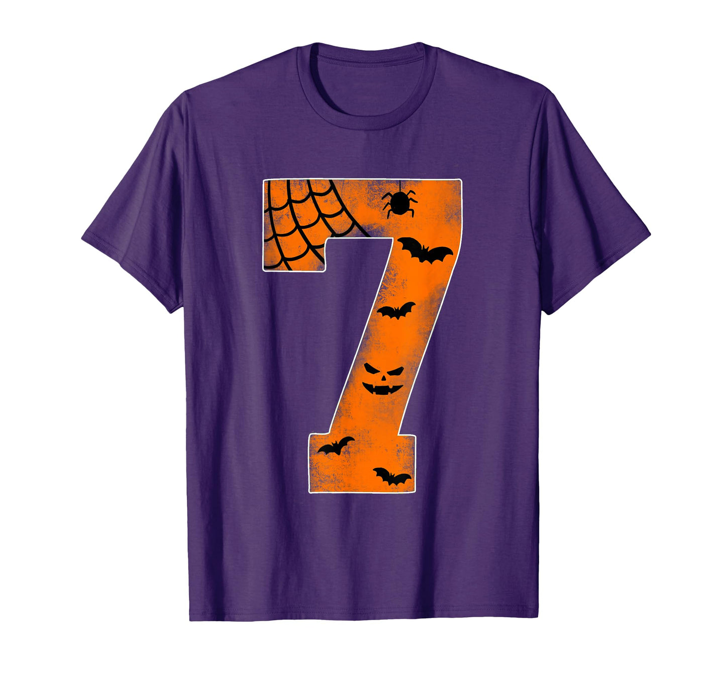 Number 7 7th Birthday Boy Seven Halloween Happy Birthday T-Shirt