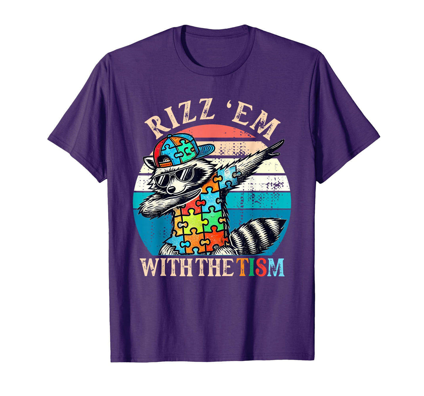 Autism Rizz Em With The Tism Meme Autistic Racoon Hand Rock T-Shirt