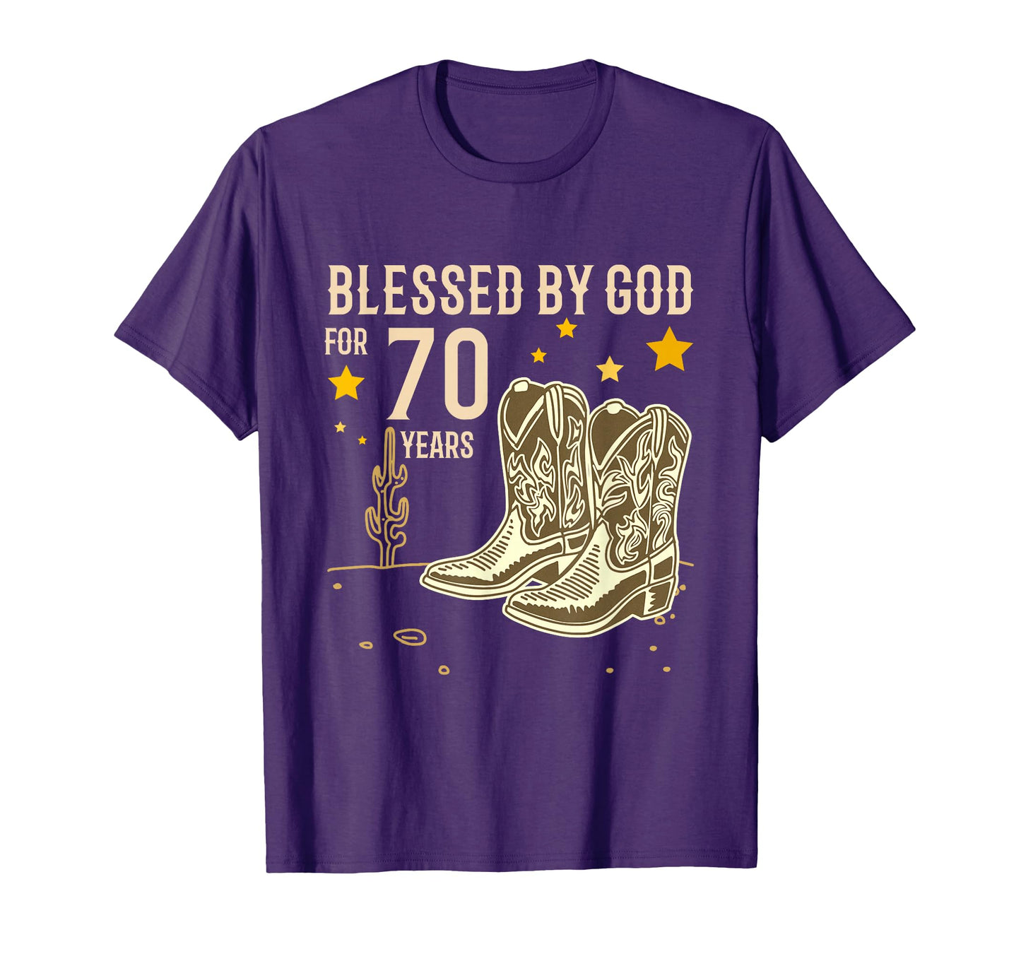 Vintage Blessed by God for 70 Years Cowboy 70th Birthday Men T-Shirt