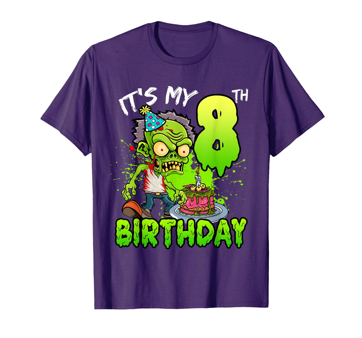 It's My 8th Birthday Zombie Lover 8 Year Old Boys Girls T-Shirt