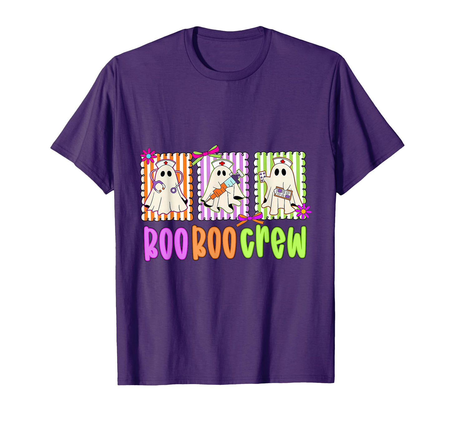 Ghost Nurse Halloween Pediatric Nurse Boo Boo Crew Funny T-Shirt