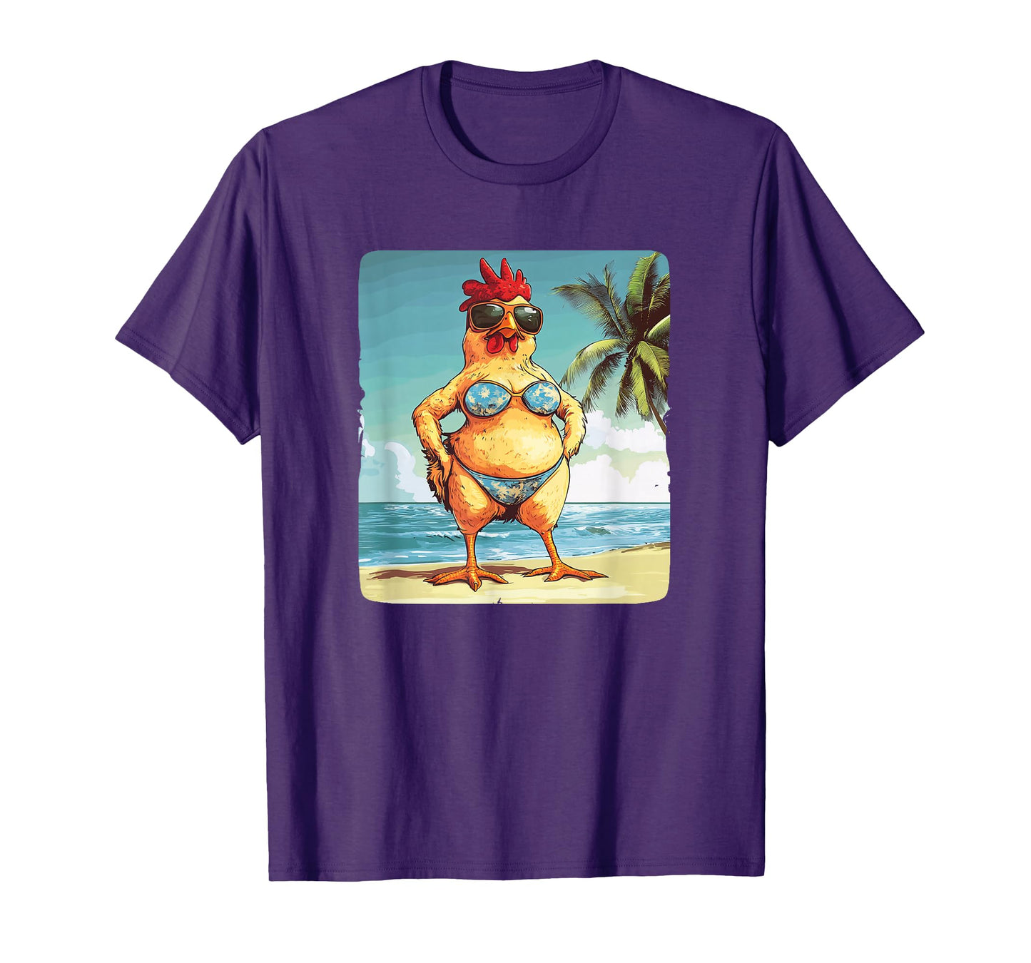 Awesome Chicken in Beach Bikini for Funny Man and Woman T-Shirt