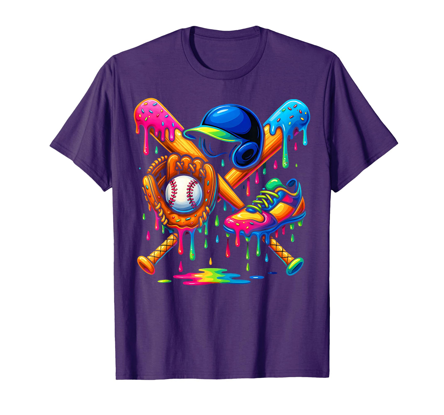 Baseball Drip Boys Ice Cream Youth Sweet Bat Cleats Glove T-Shirt