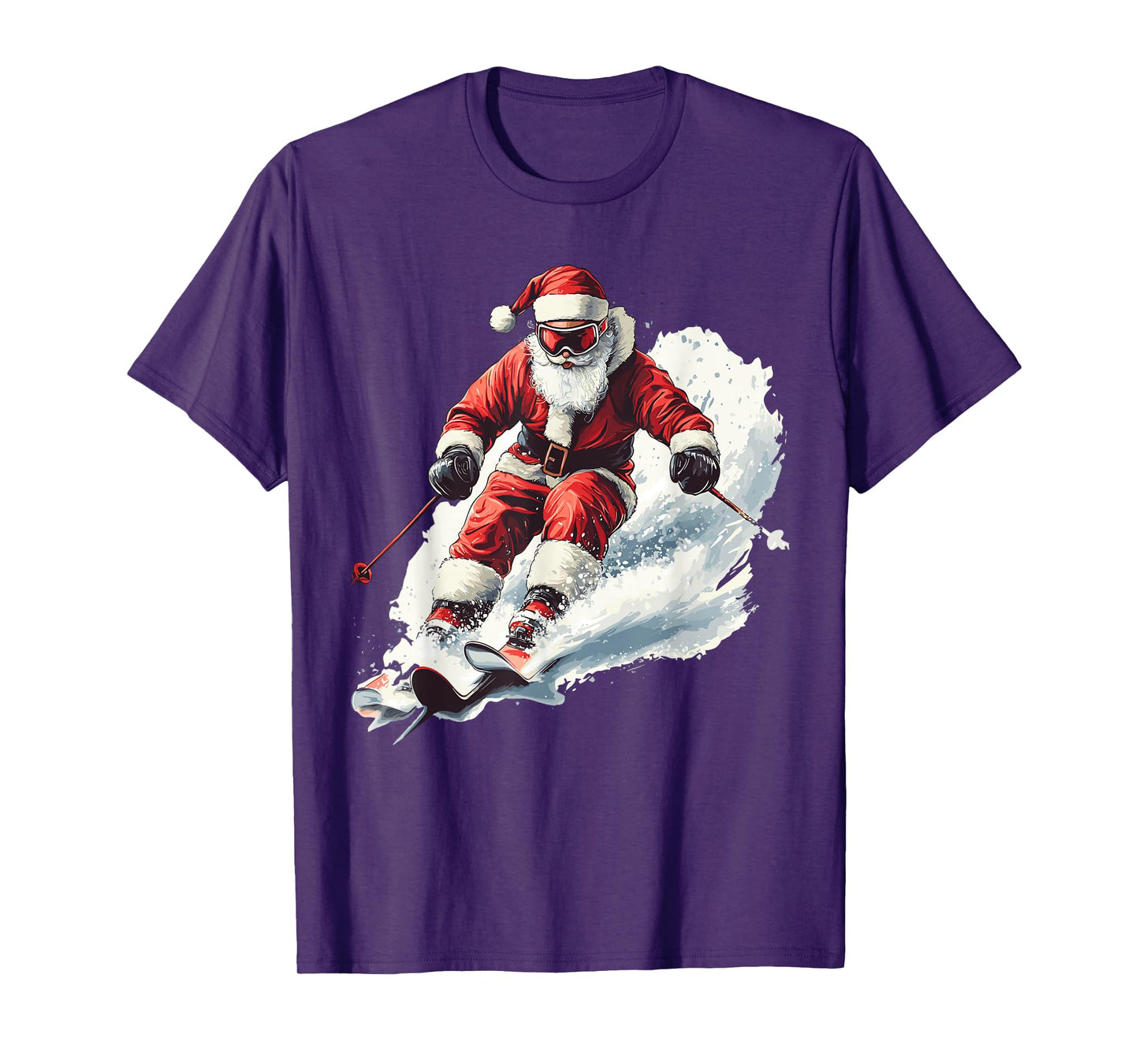 Santa Skiing Funny Christmas Skier Ski Racer Xmas Pajama T-Shirt