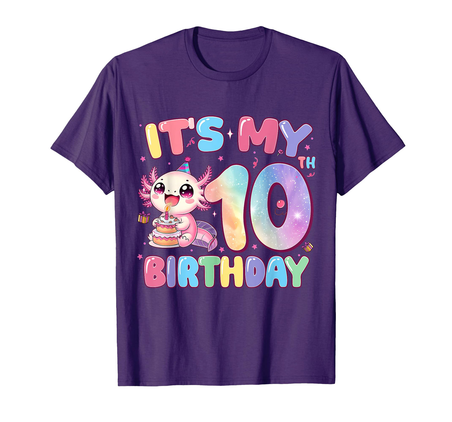 It's My 10th Birthday Girl Cute Axolotl 10 Year Old Kids T-Shirt