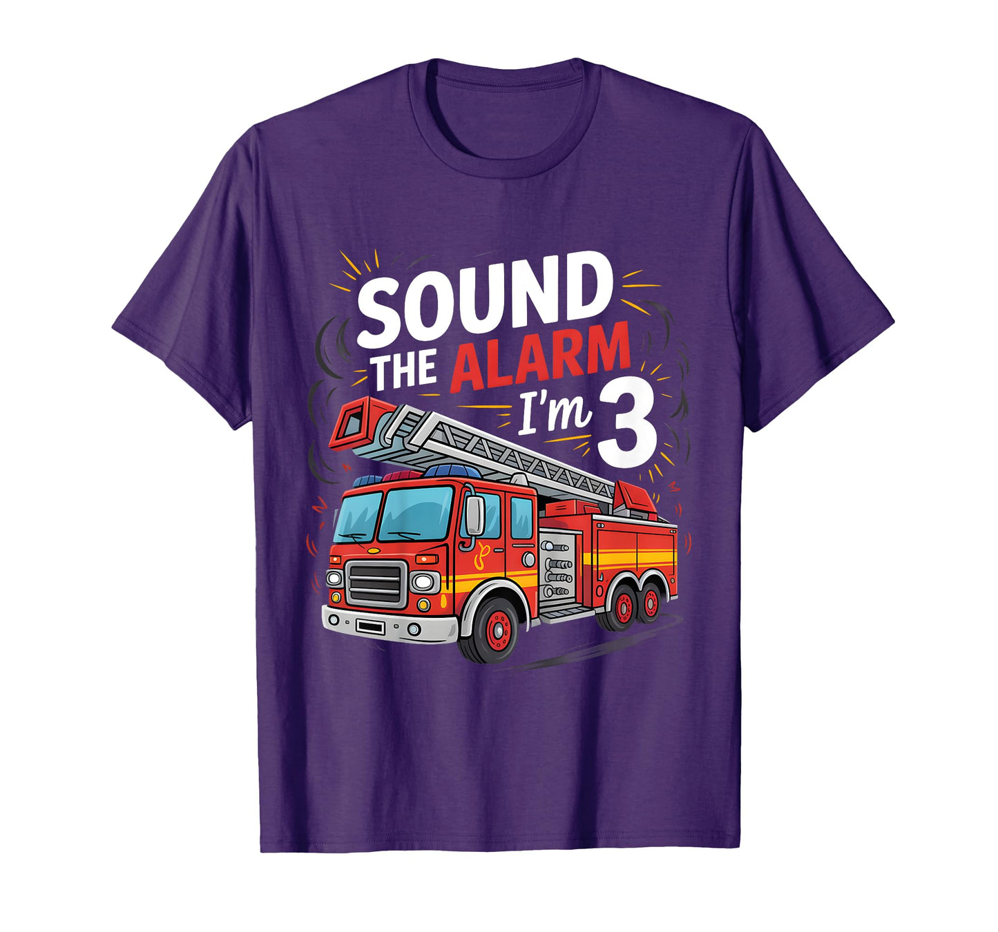Kids Fire Truck I'm 3 Sound The Alarm Firefighter 3rd Birthday T-Shirt