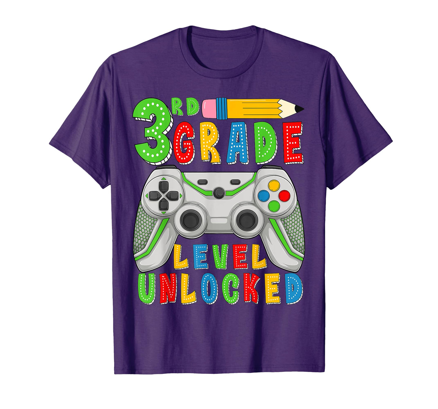 3rd Third Grade Level Unlocked Back To School Gamer Boys Kid T-Shirt