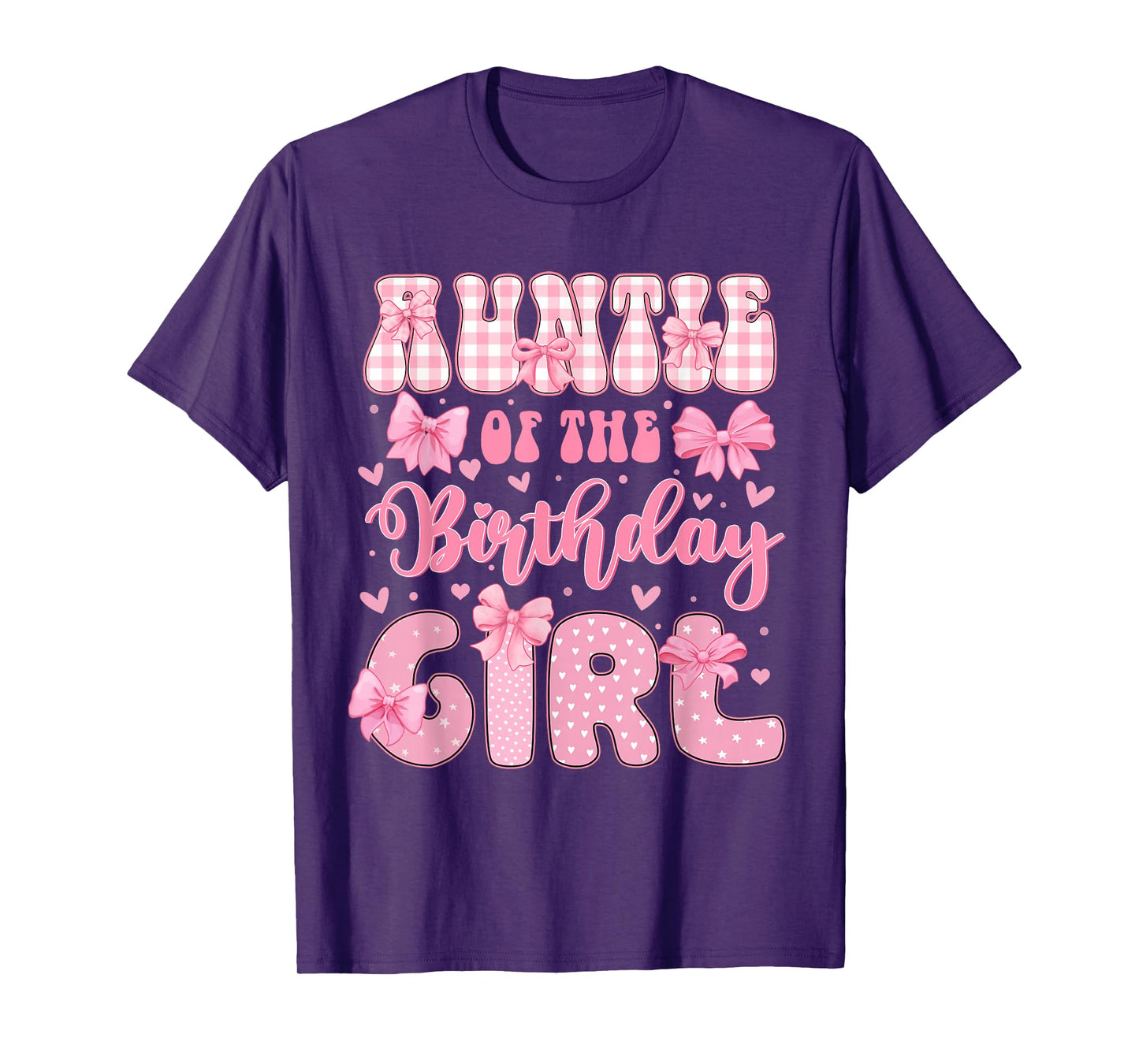 Auntie Of The Birthday Girl Family Pink Coquette Bow Bday T-Shirt
