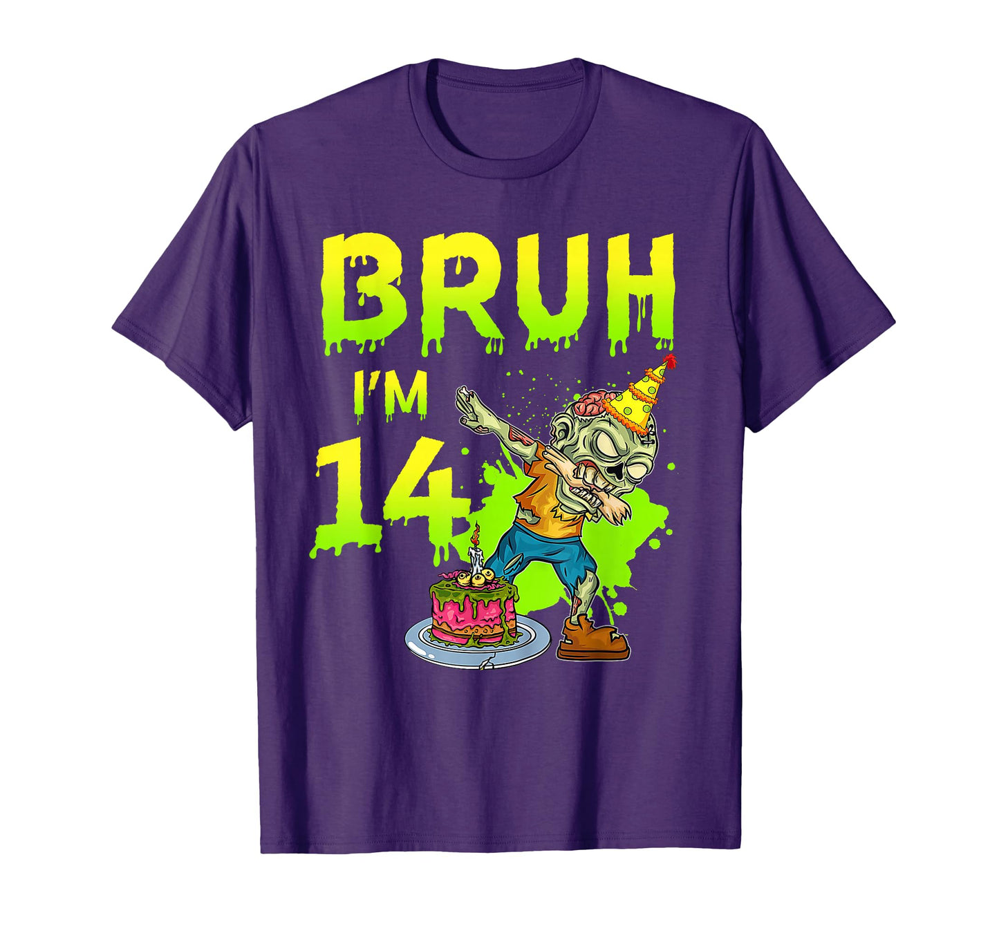 Bruh I'm 14th Birthday Zombie Lover 14 Years Old Boys T-Shirt