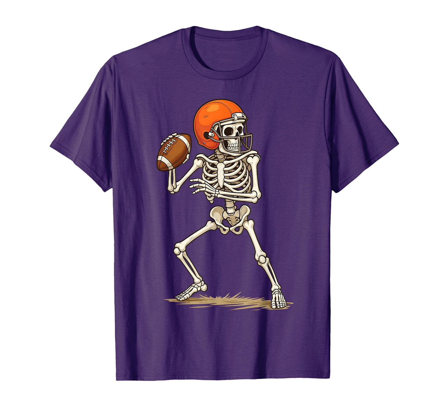 Boo Funny Skeleton Football Halloween Costume Men Kids Boys T-Shirt