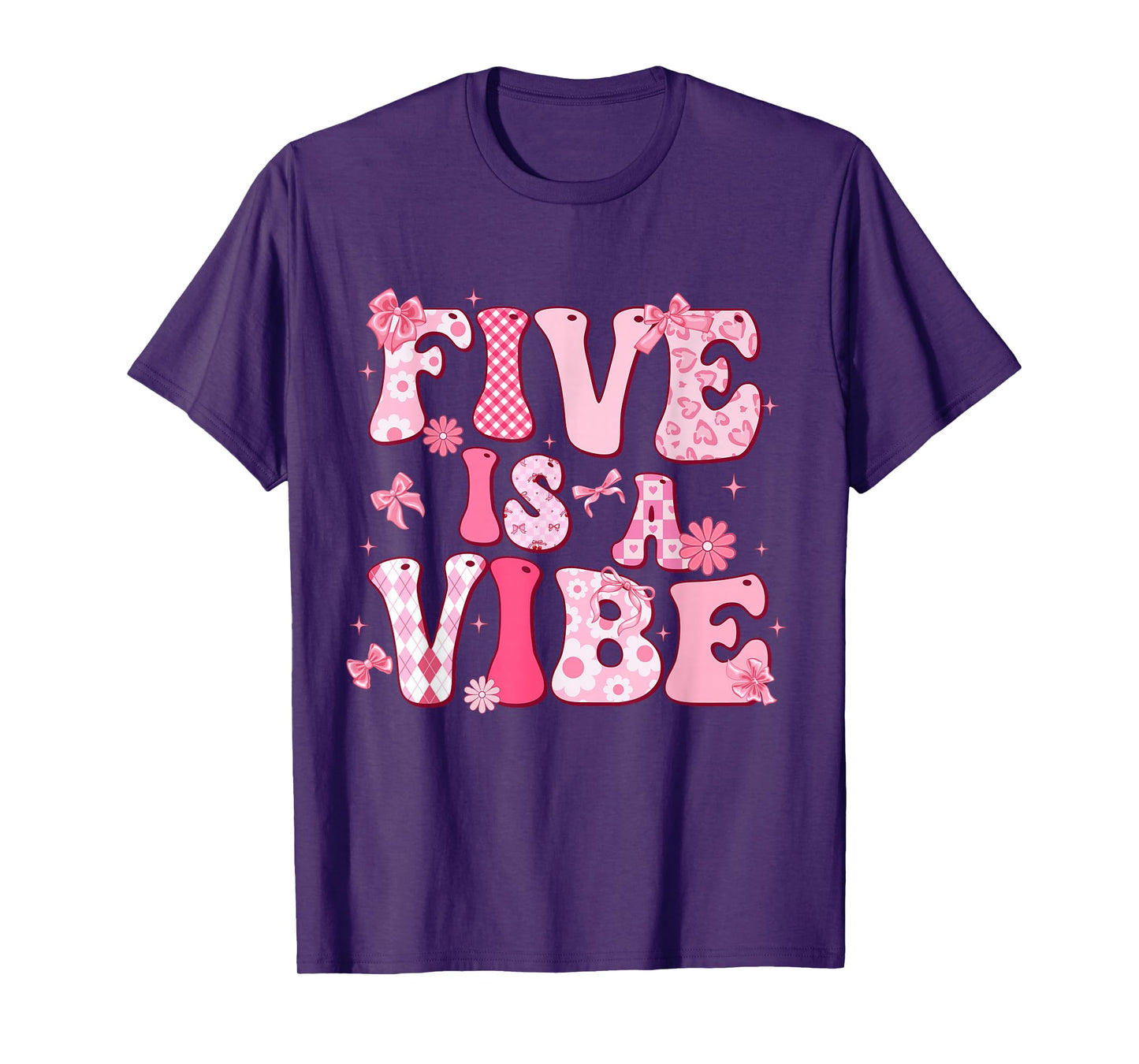 Five is A Vibe 5th Birthday Girl Coquette Bow 5 Years Old T-Shirt