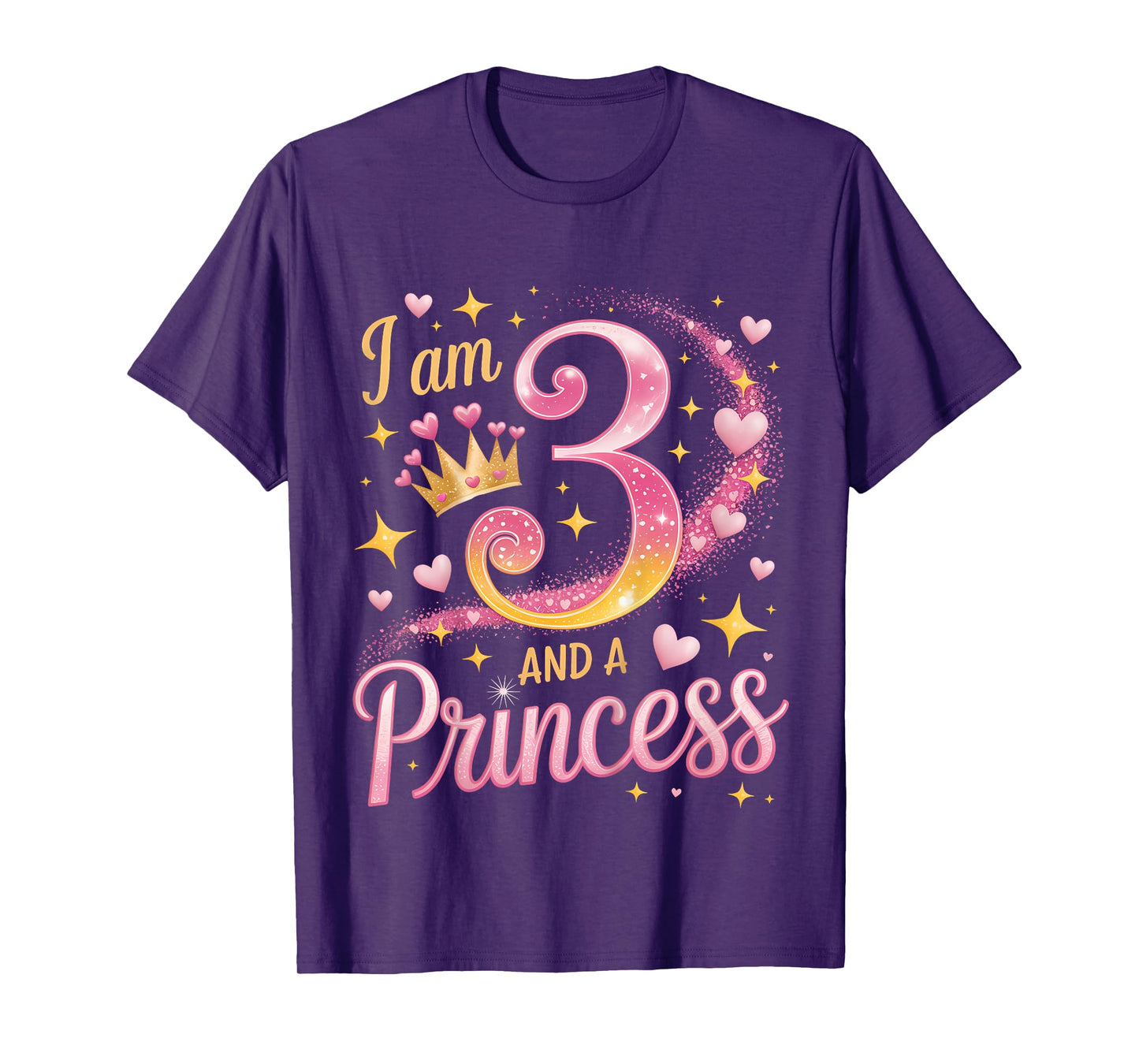 3 Years I Am 3 and A Princess Cute Girl Outfit 3rd Birthday T-Shirt