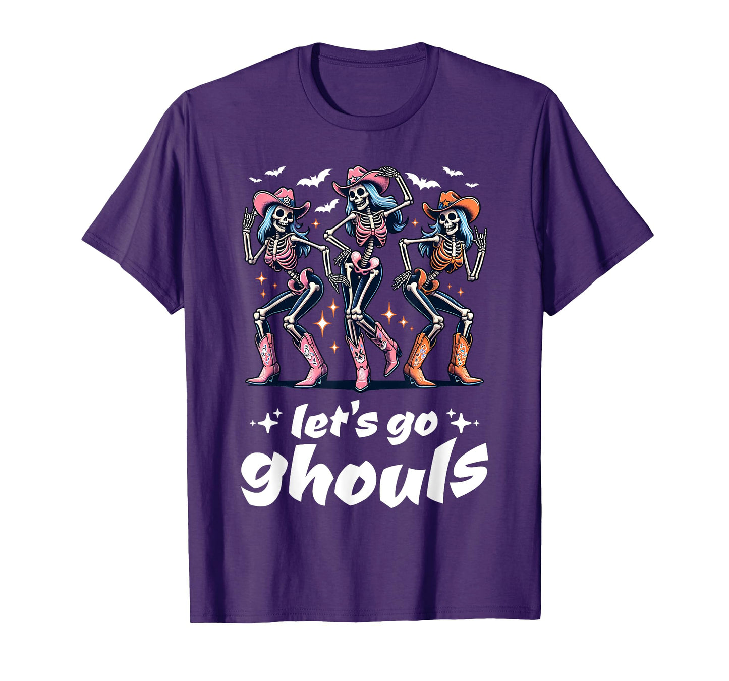 Funny Cowgirls Let's Go Ghouls Halloween Cowgirl Skeleton T-Shirt
