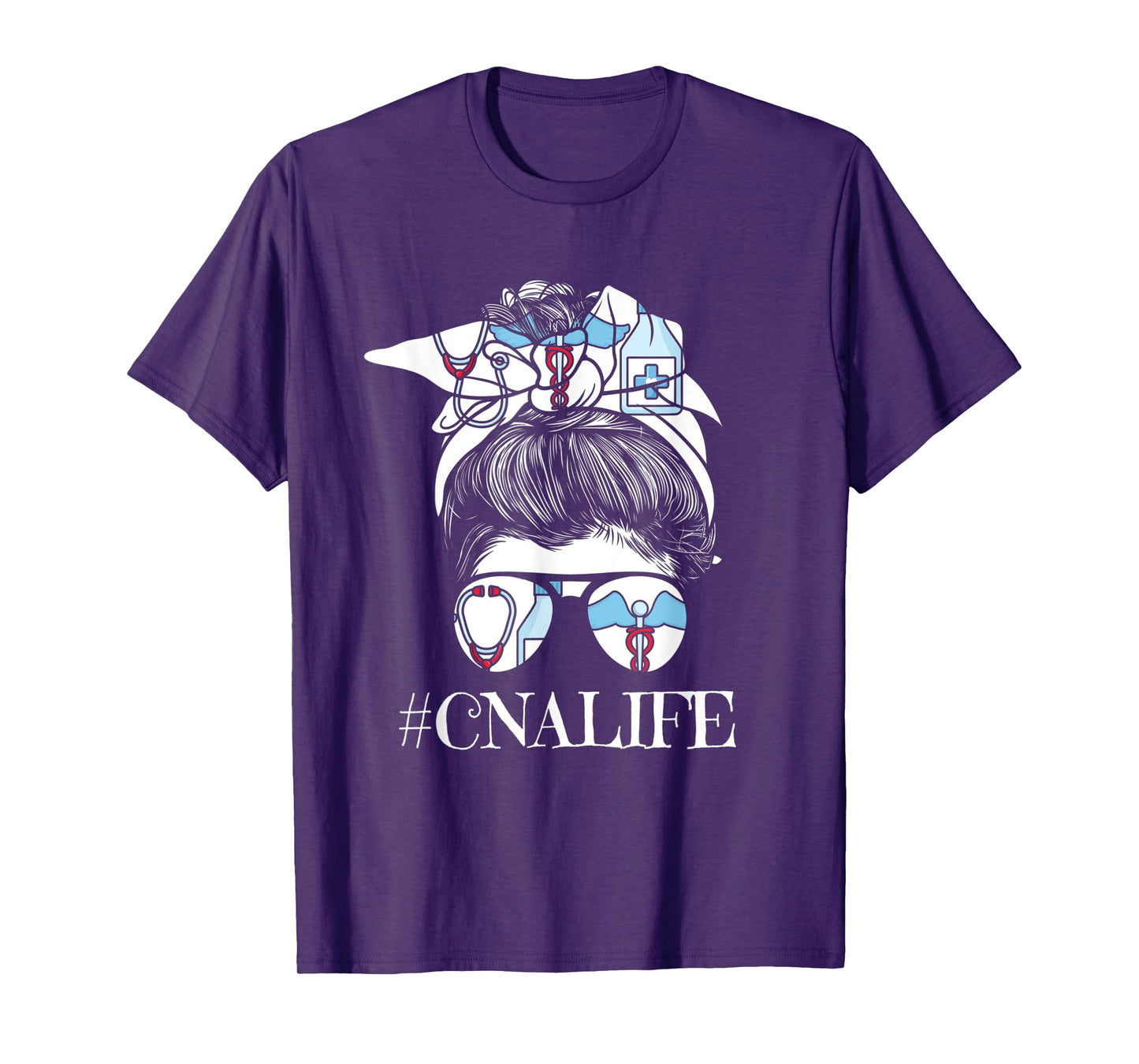 Cute Messy Bun Cna Life Certified Nursing Assistant T-Shirt