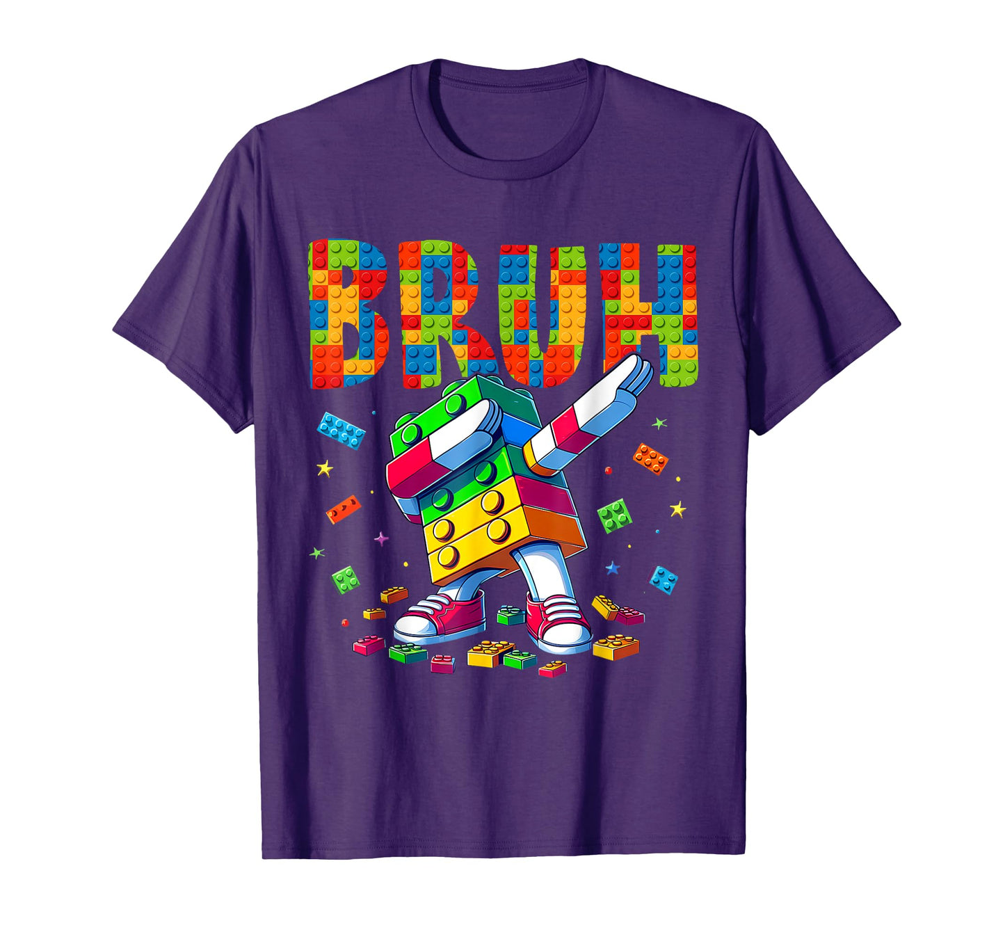 Boys Kids Funny Building Blocks Dabbing Bruh Gamer T-Shirt