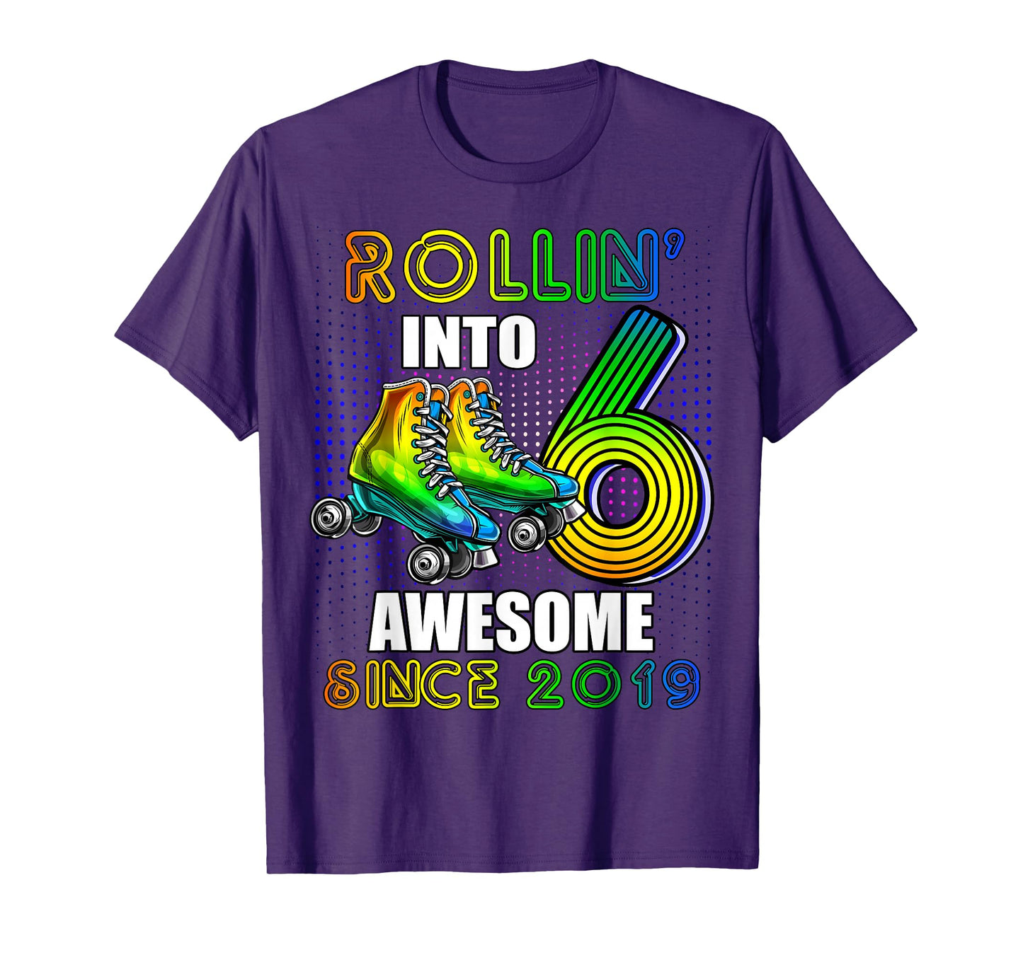 Birthday Roller Skating 6th Girls Rollin into 6 Skate Party T-Shirt