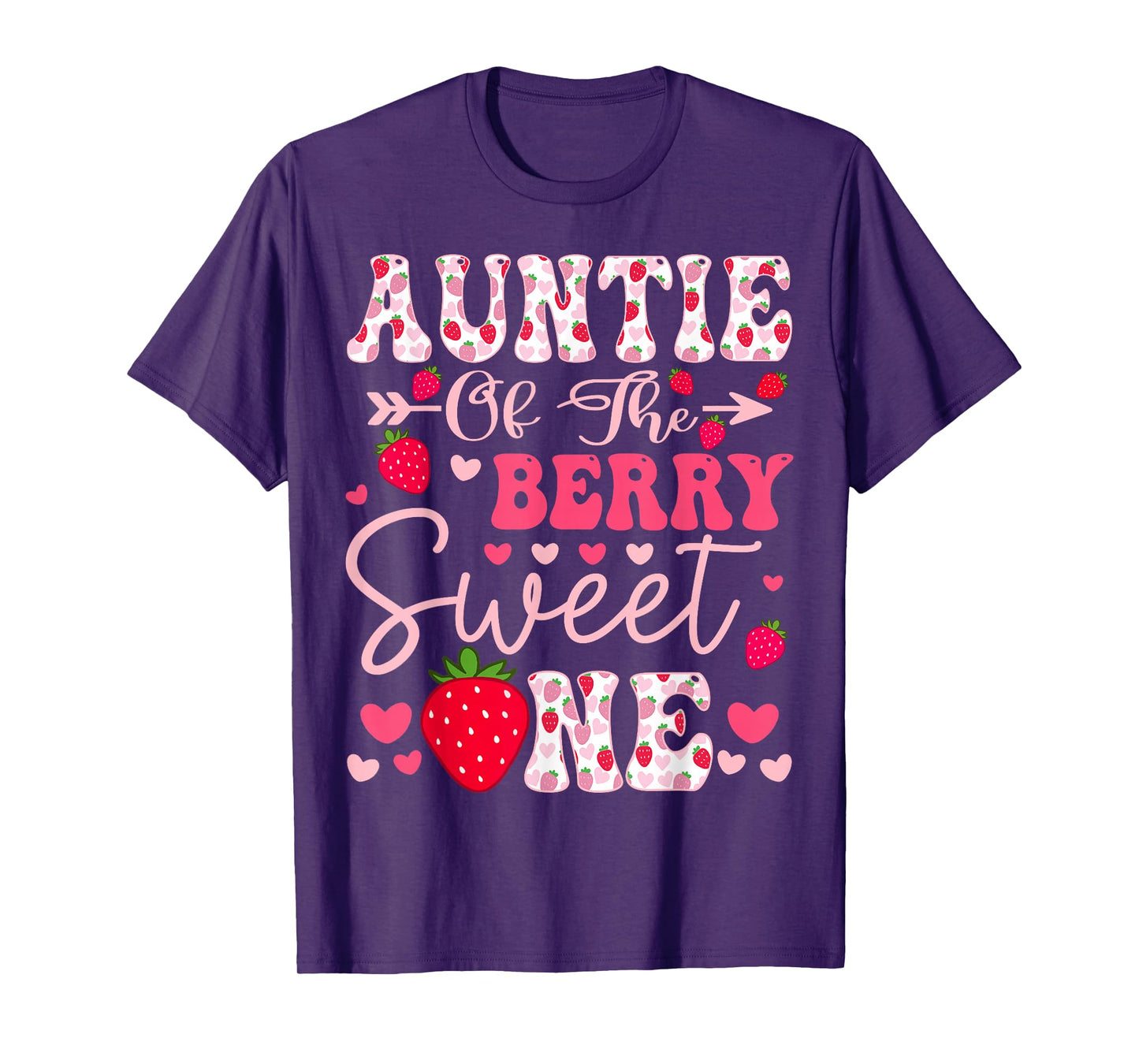 Auntie Of The Berry Sweet One Strawberry 1St Birthday T-Shirt