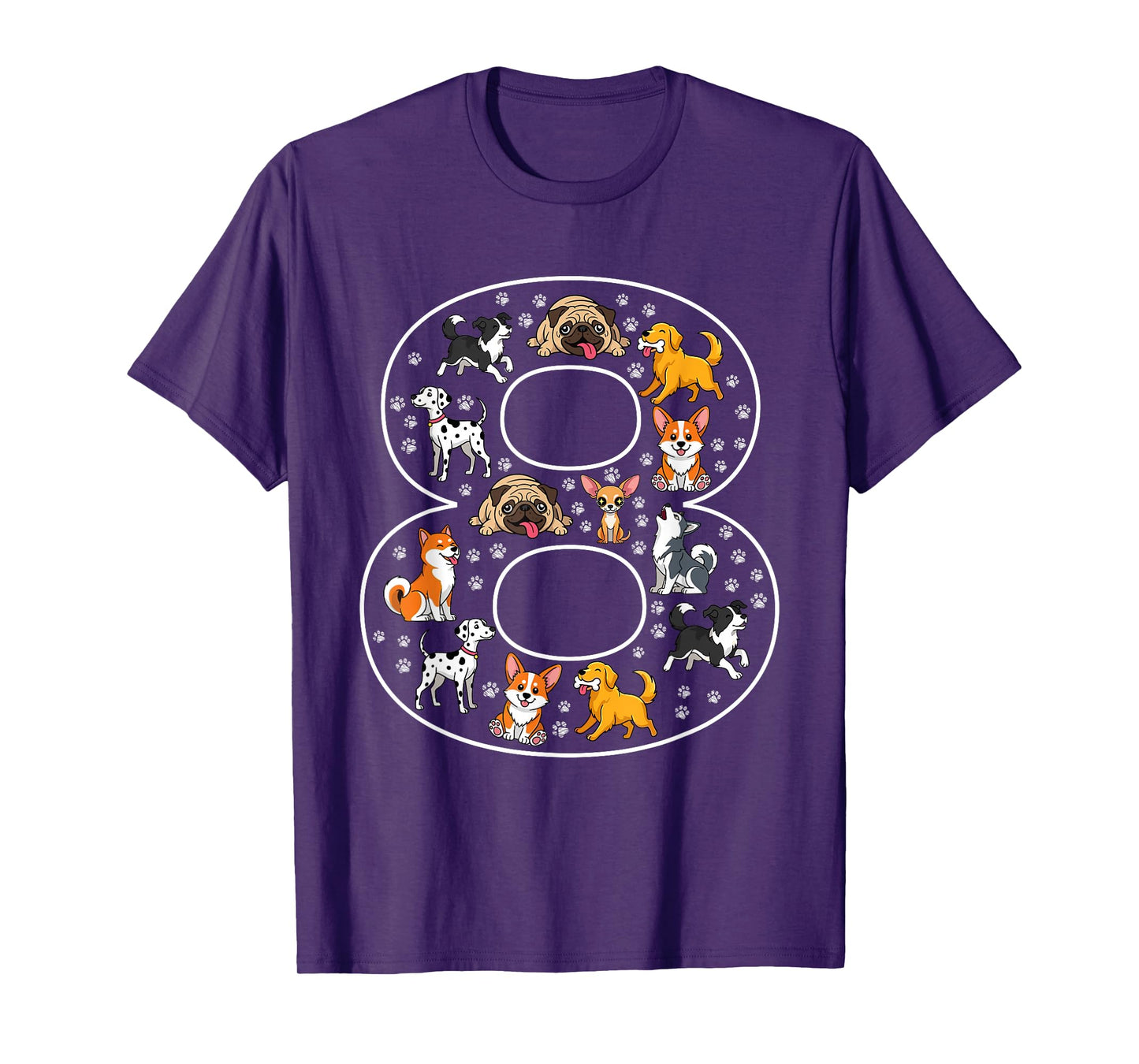 8th Birthday 8 Year Old Dogs Boys Girls Puppy T-Shirt