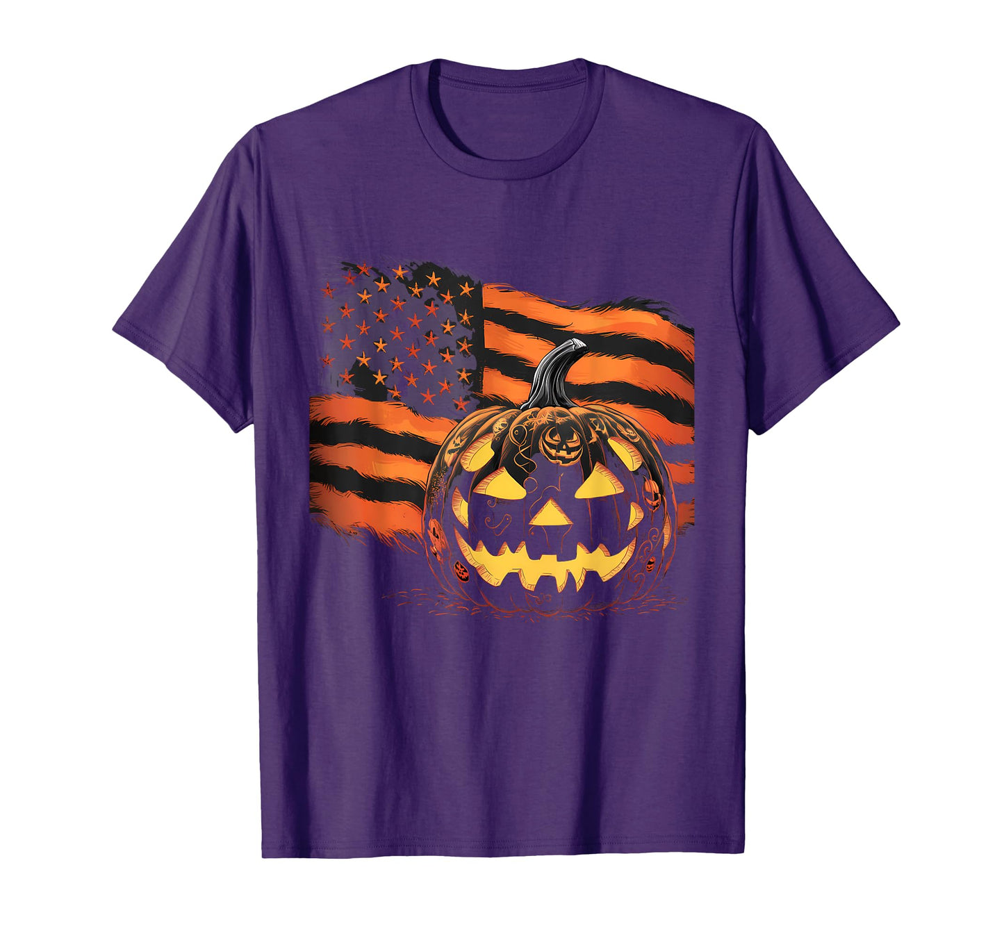 Halloween Tshirt Pumpkin American Flag Horror Party Costume T-Shirt