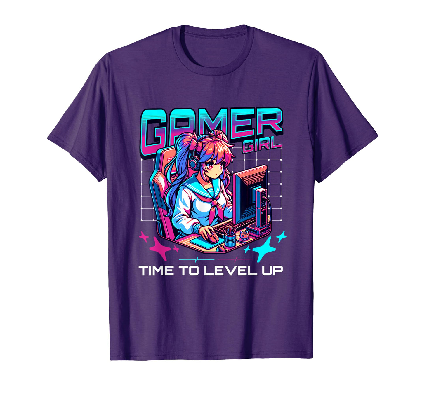 Gamer Girl Time To Level Up Video Game Girl Gaming B-day T-Shirt