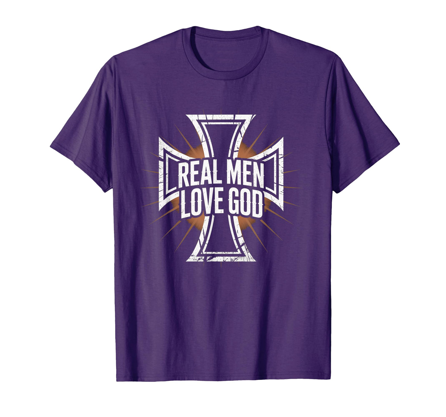 Christian Faith Real Men Love God Cross Design T-Shirt