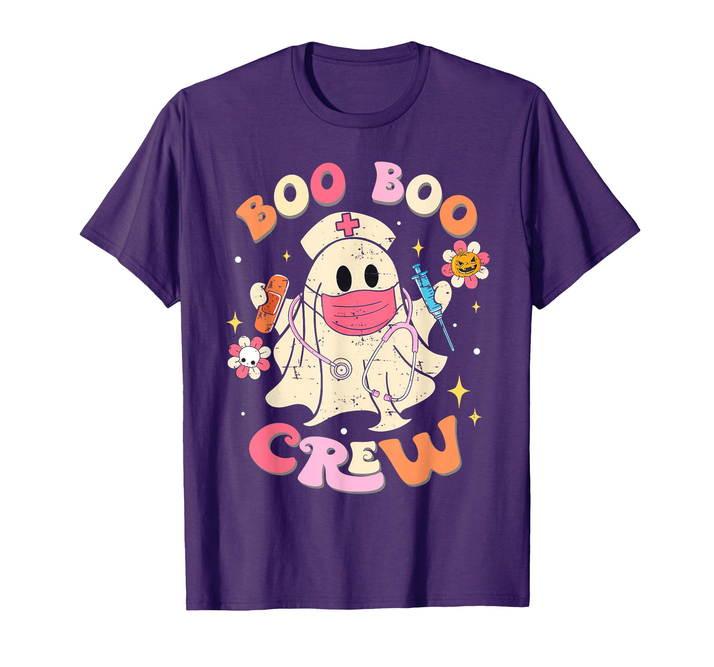 Boo Boo Crew Nurse Shirt Funny Ghost Retro Halloween Nurse T-Shirt