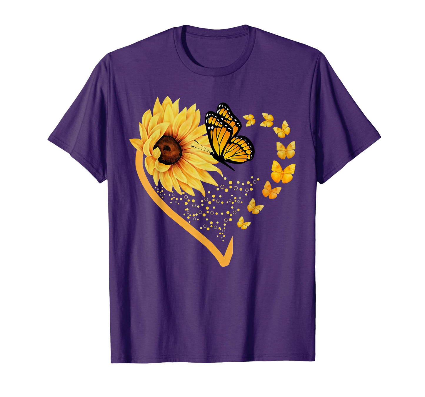 Sunflower Butterfly Heart Summer Floral Girls Women Kids T-Shirt