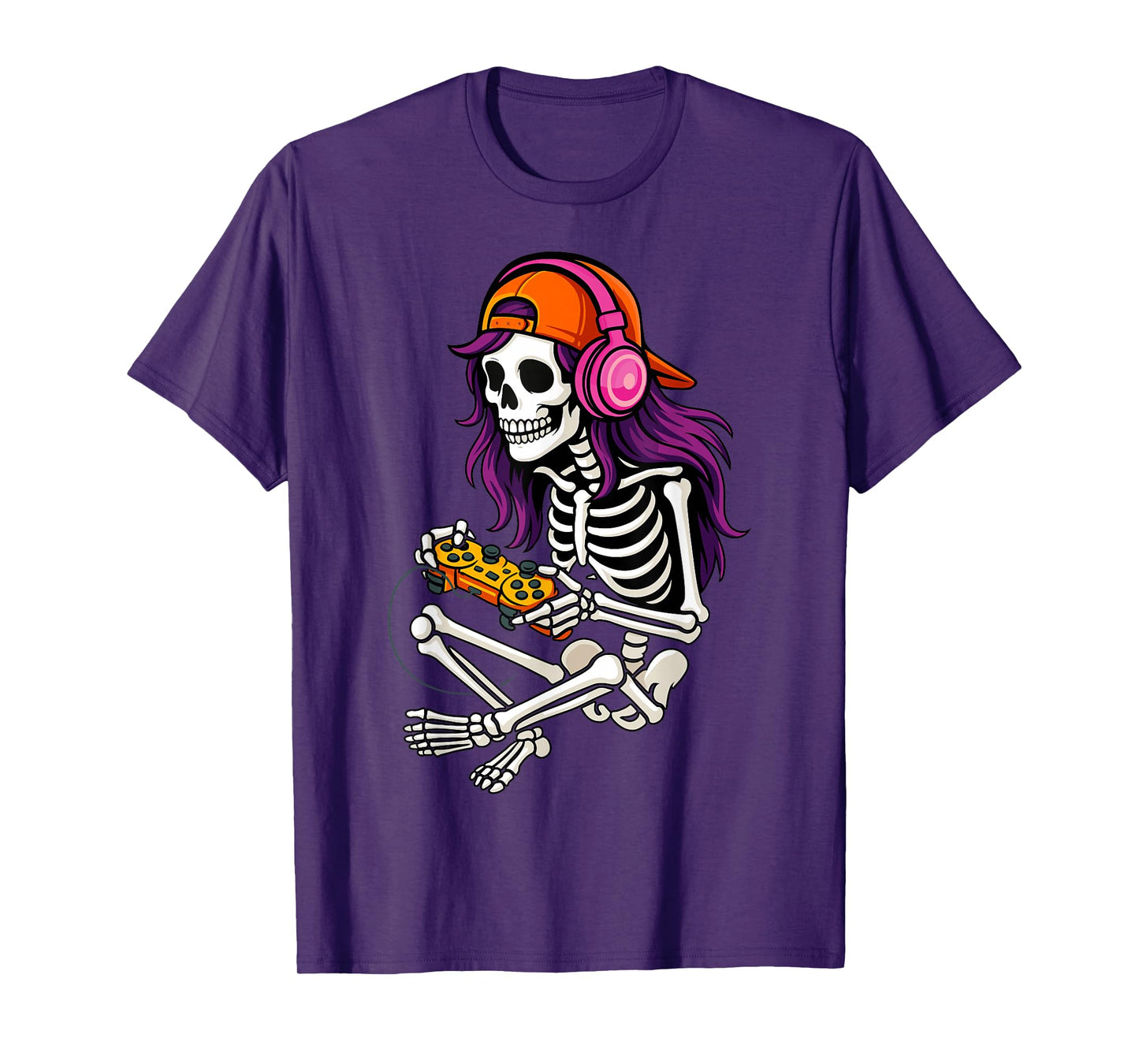 Skeleton Girl Gamer Funny Halloween Costume Spooky Gaming T-Shirt